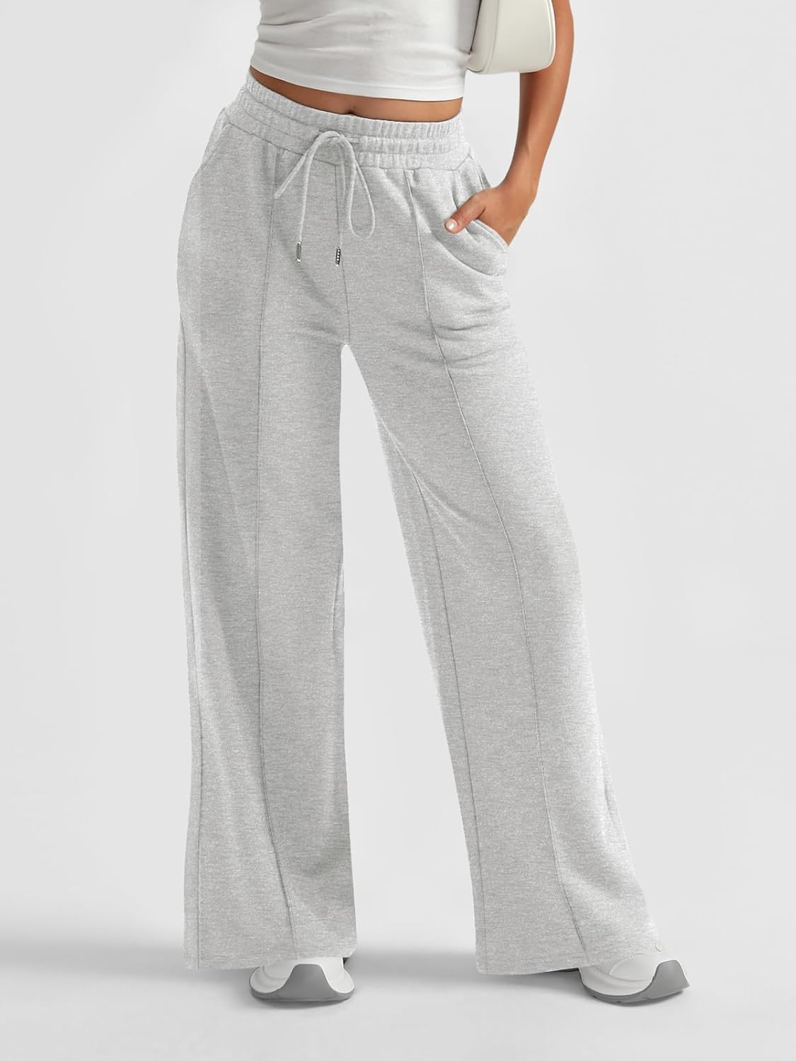 AUTOMET Womens Wide Leg Sweatpants High Waisted Baggy Pants Drawstring Athletic Joggers - Image 3