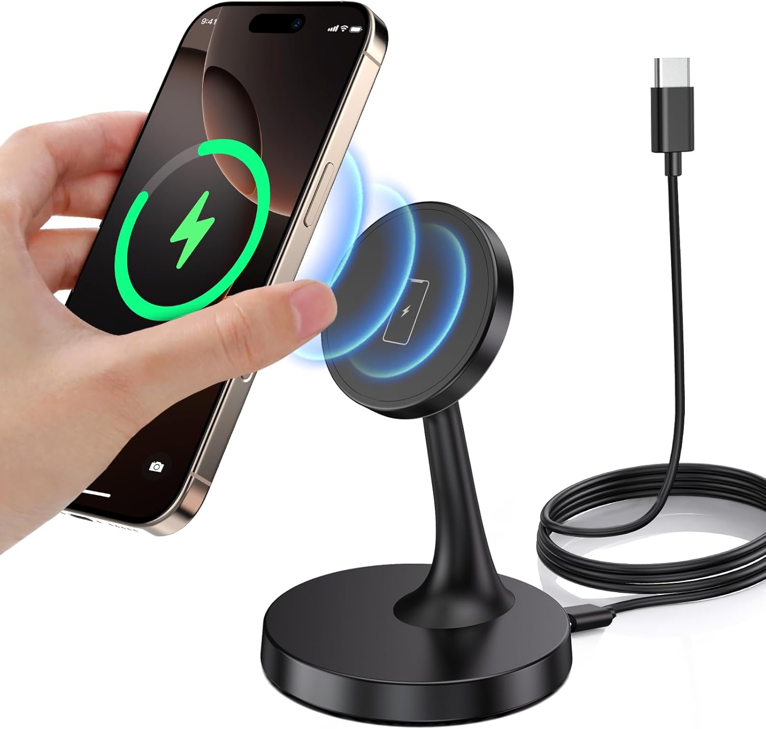 Magnetic Wireless Charger iPhone Stand 15W Fast Mag-Safe Charger for iPhone 16/16 Pro/16 Plus/16 Pro Max/15/14/13/12 Series Apple Magnet Wireless Charging Station/Pad for AirPods - Image 7