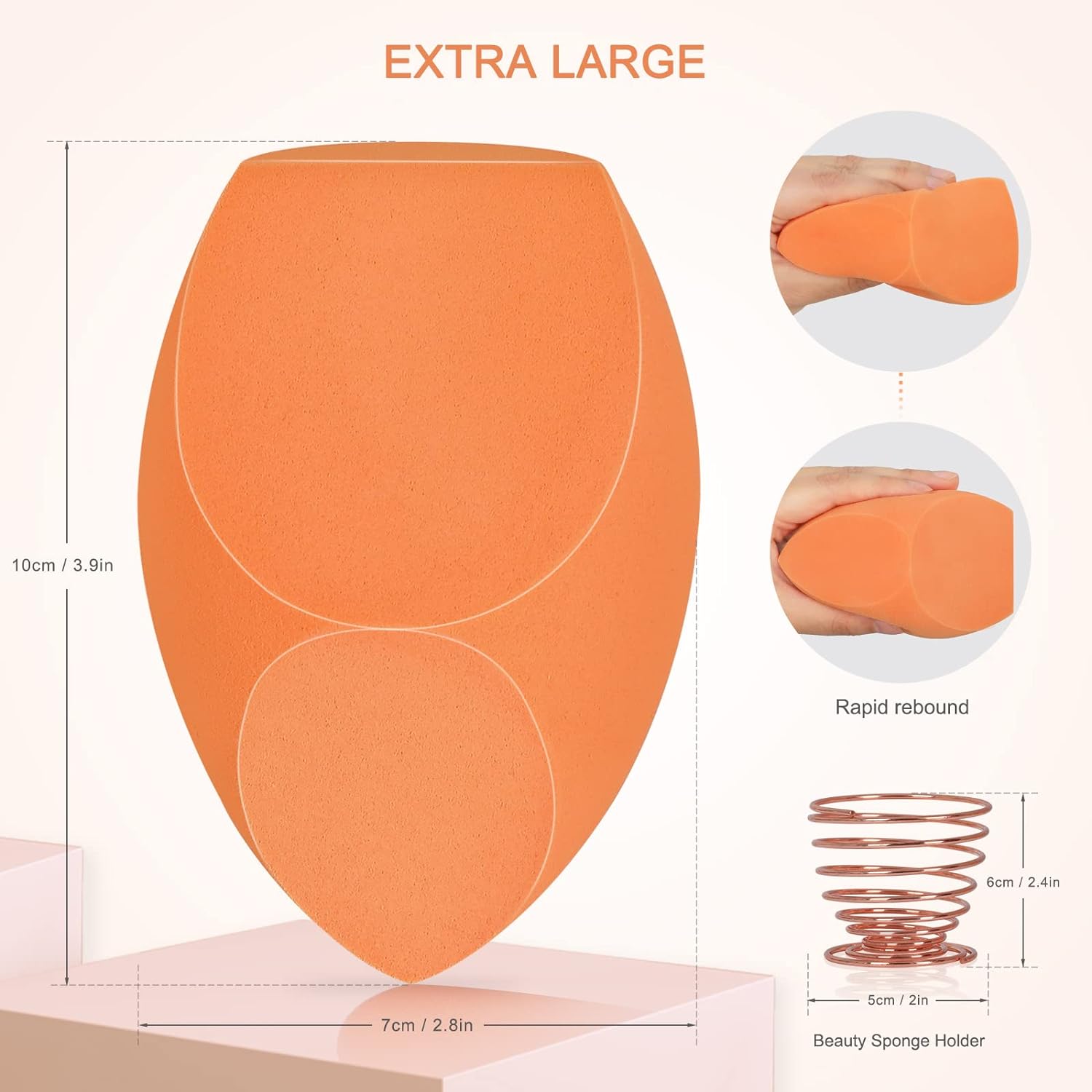 XL EXTRA LARGE Make Up Beauty Sponges Blender-Product contains: 1x Extra Large(10 cm) and 1 Sponge Holder-for Dry & Wet Use for Face Body , Blush Cream, Liquid Foundation Powder Application - Image 4