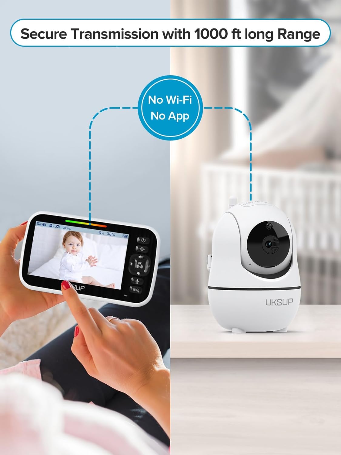 SM663V2 Baby Monitor with 2 Cameras - 5" Display Video Baby Monitor with Remote Pan & Tilt, 2X Zoom,Auto Night Vision, 2 Way Talk, Temperature Sensor,Lullabies,960 Feet Range - Image 9