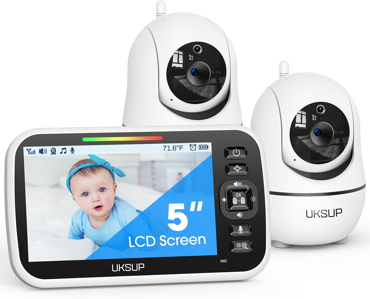 SM663V2 Baby Monitor with 2 Cameras - 5" Display Video Baby Monitor with Remote Pan & Tilt, 2X Zoom,Auto Night Vision, 2 Way Talk, Temperature Sensor,Lullabies,960 Feet Range - Image 2