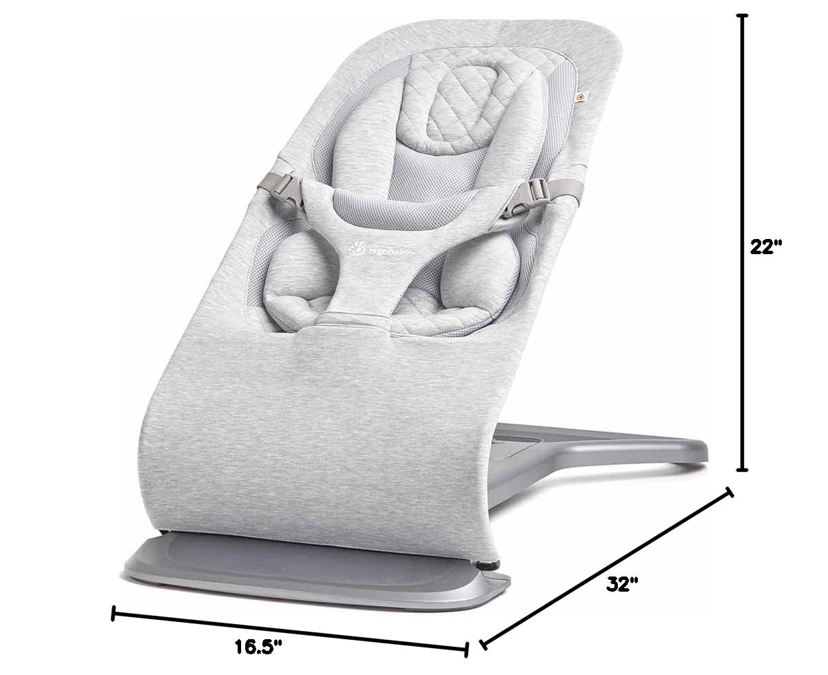 Ergobaby Evolve 3-in-1 Bouncer, Adjustable Multi Position Baby Bouncer Seat, Fits Newborn to Toddler, Light Grey - Image 10