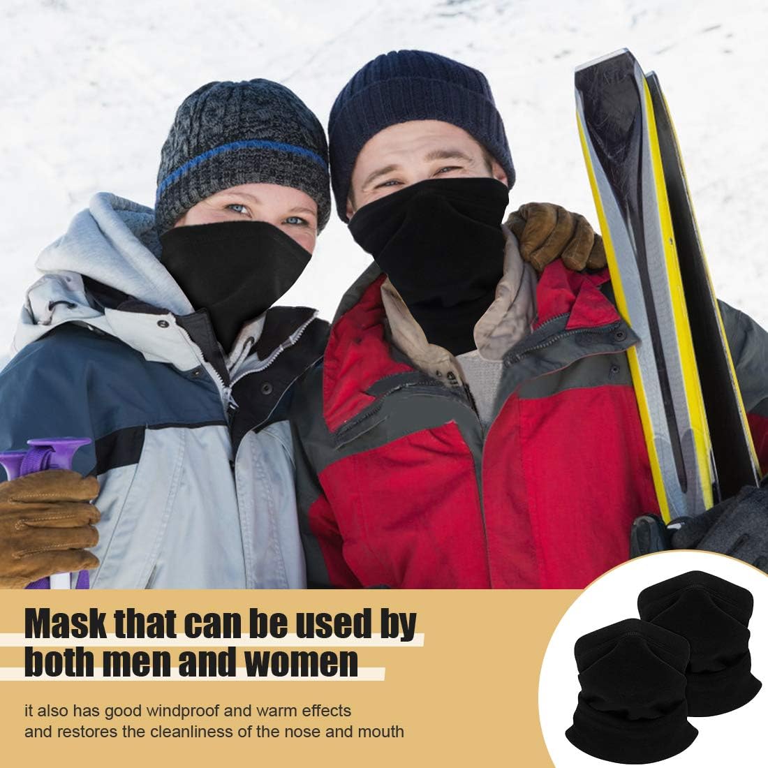 KGC 2 Pack Winter Neck Warmer Gaiter Fleece Windproof Face Mask Cover Cold Weather Scarf for Men & Women - Image 8