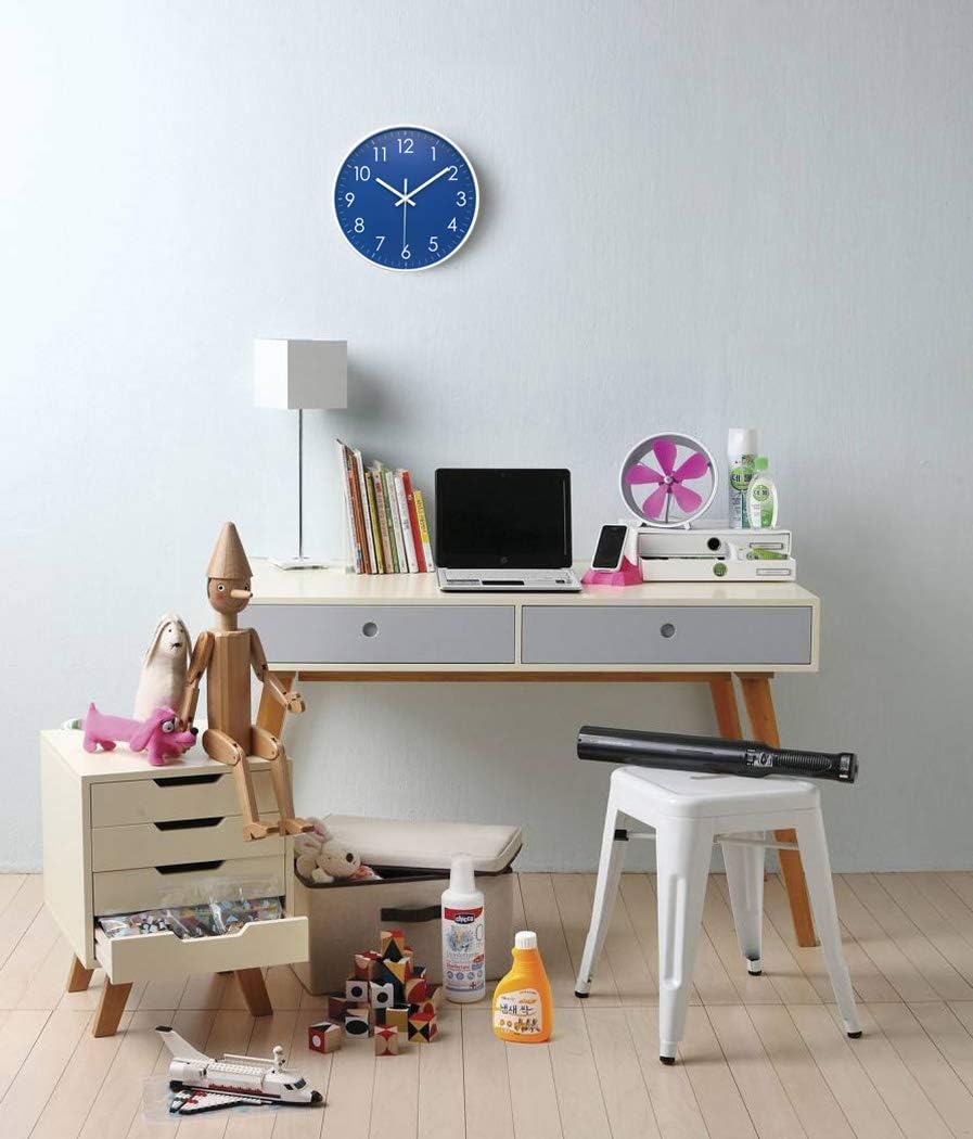 Wall Clock Battery Operated Indoor Non-Ticking Silent Quartz Quiet Sweep Movement Wall Clock for Office, Bathroom, Living Room Decorative 10 Inch Dark Blue - Image 6