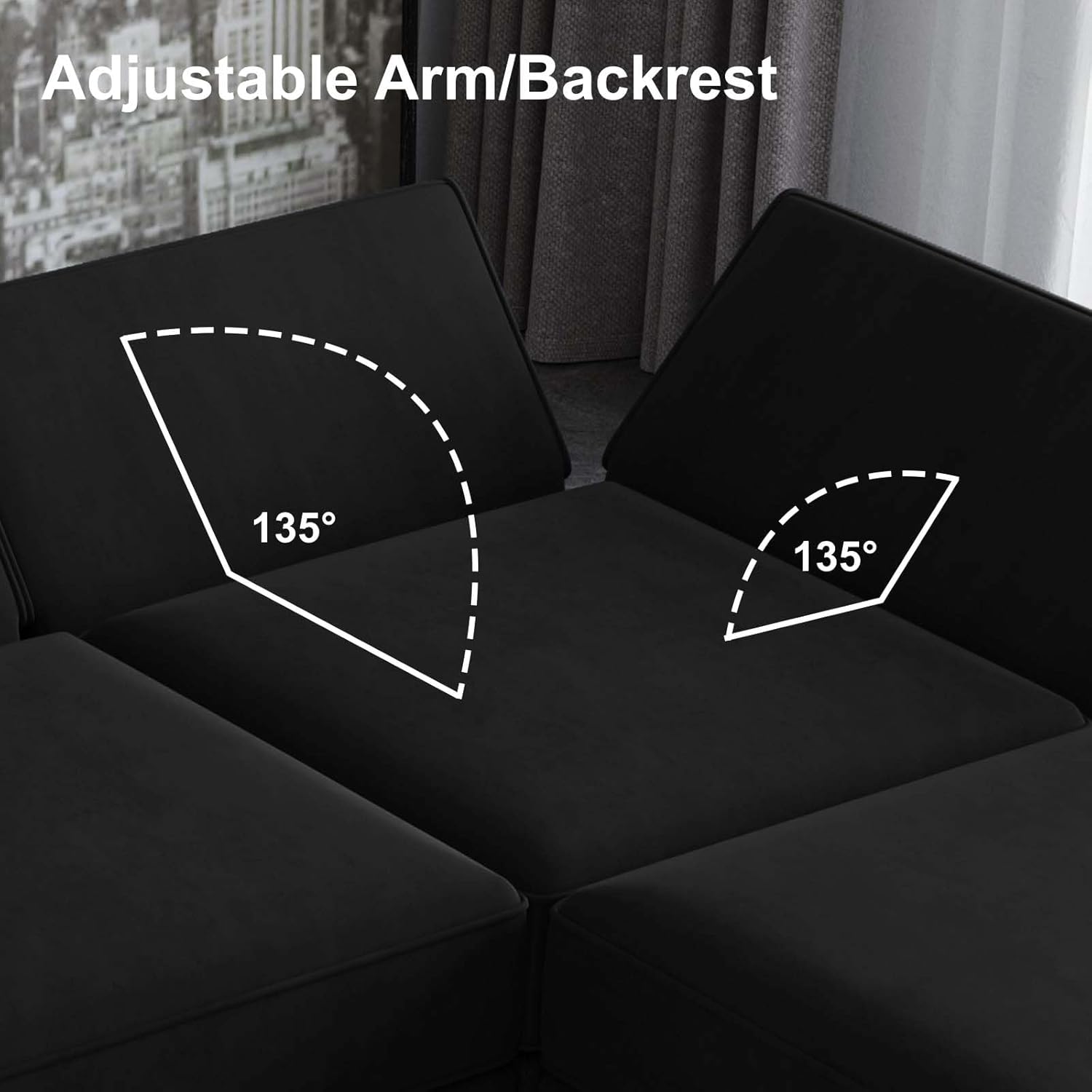 Belffin Modular Sofa Couch with Storage Seats Velvet 3 Seater Sofa for Living Room Black - Image 8