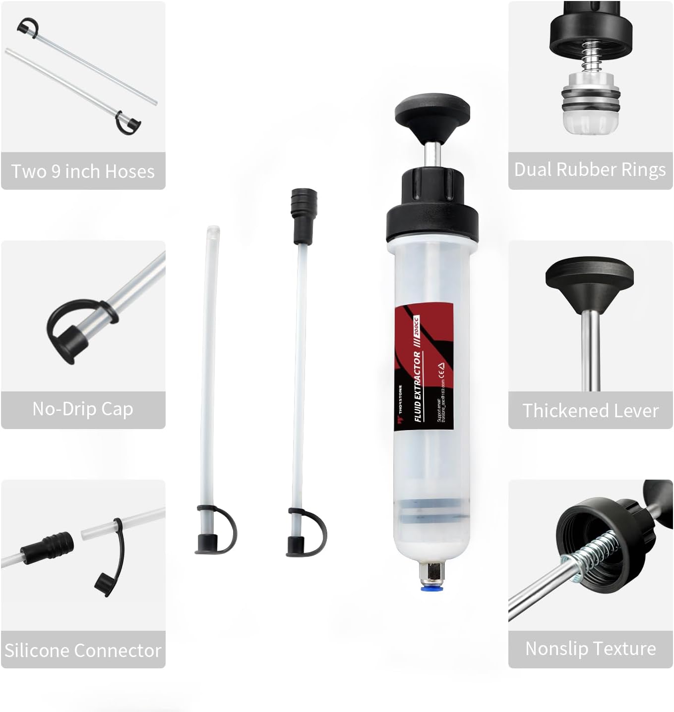 Thorstone Automotive Fluid Extractor Pump, Oil Change Syringe with Hose, Manual Fuel Suction & Filler, Fluid Oil Change Evacuator (7 Oz./0.21 Qt./200 CC) - Image 4