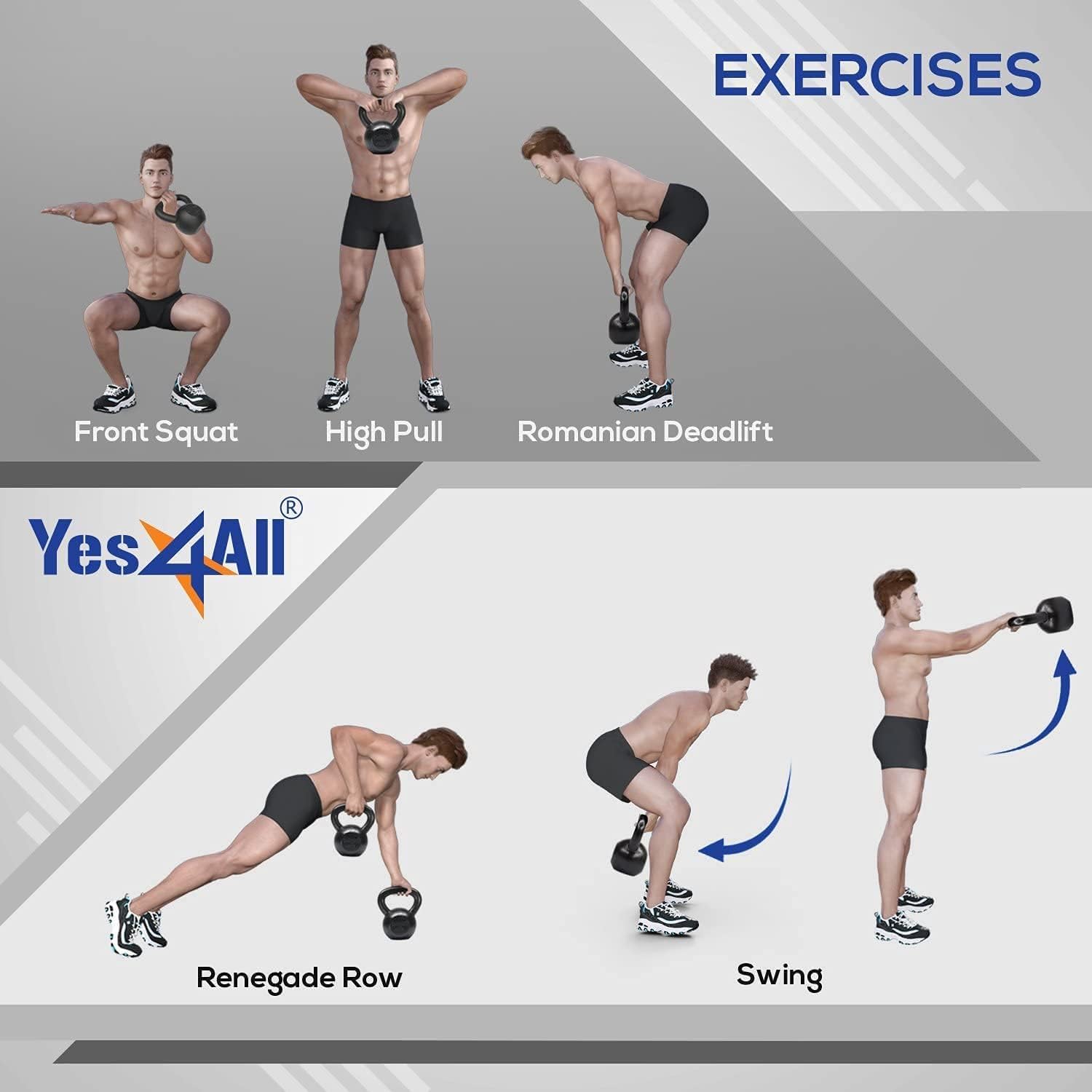 Yes4All 5-80 lbs Cast Iron Kettlebell for Dumbbell Weights Exercises, Gym, Full Body Home Workout Equipment, Push up, Grip and Strength Training - Image 6