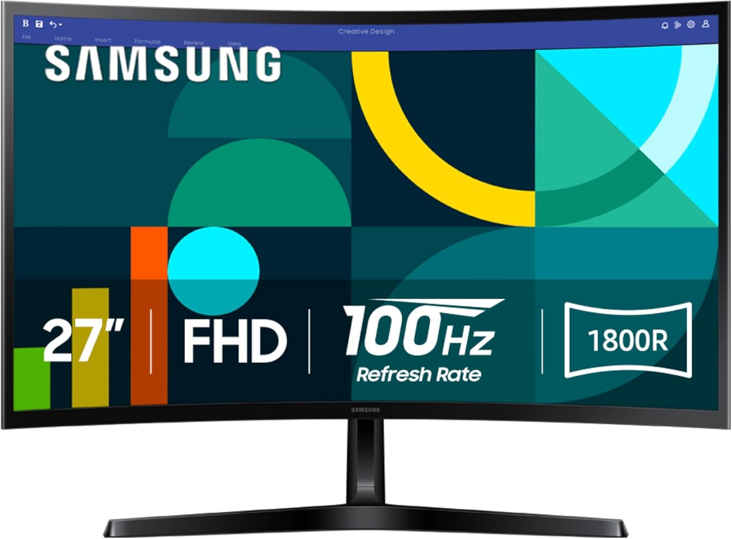 SAMSUNG 27" Essential S3 (S36GD) Series FHD 1800R Curved Computer Monitor, 100Hz, Game Mode, Advanced Eye Comfort, HDMI and D-sub Ports, LS27D366GANXZA, 2024 - Image 2