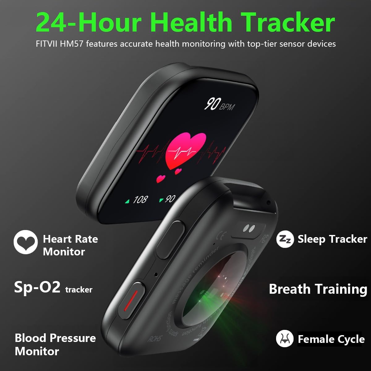 FITVII Health & Fitness Tracker (Answer/Make Calls), Smart Watch with 24/7 Heart Rate and Blood Pressure, Sleep Tracking, Blood Oxygen Monitor, 120+ Sport Mode Activity Tracker for Women Men - Image 4
