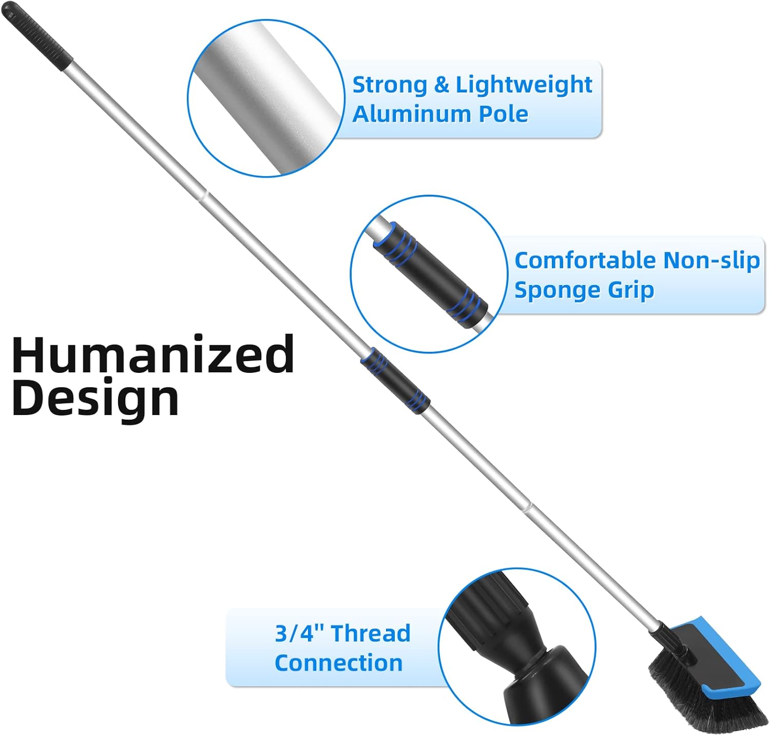 62'' Car Wash Brush with Long Handle, Scratch-Free Soft Bristles Sturdy Car Wash Mop Kit, Complete Car Cleaning Brush Kit Wash Mitt Towel Windshield Squeegee Wheel Tire Brush for Car Truck RV - Image 9