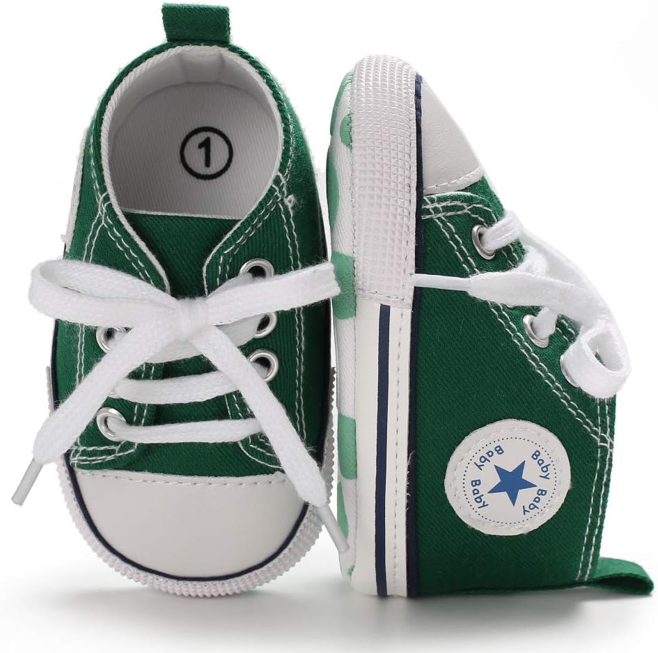 KIDSUN Unisex Baby Boys Girls High Top Sneaker Soft Anti-Slip Sole Newborn Infant First Walkers Canvas Denim Shoes - Image 6