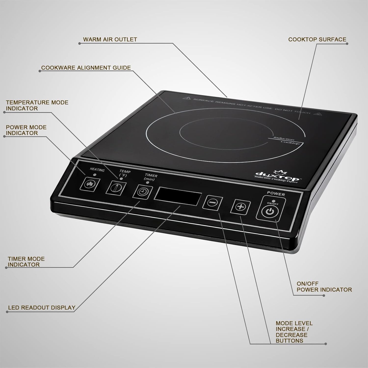 Duxtop 1800W Portable Induction Cooktop Countertop Burner, Black 9100MC/BT-M20B - Image 3