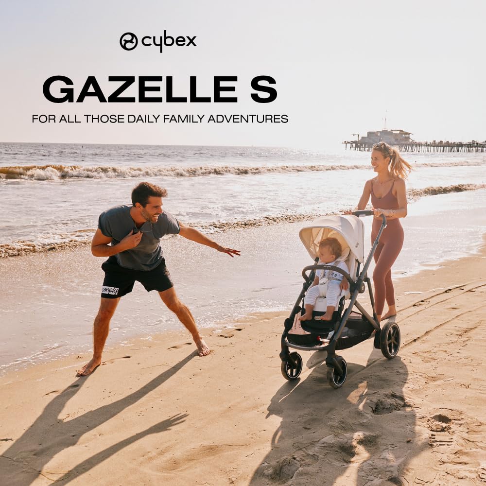 Cybex Gazelle S Stroller, Modular Double Stroller for Infant and Toddler, Includes Detachable Shopping Basket, Over 20+ Configurations, Folds Flat for Easy Storage, Lava Grey - Image 3