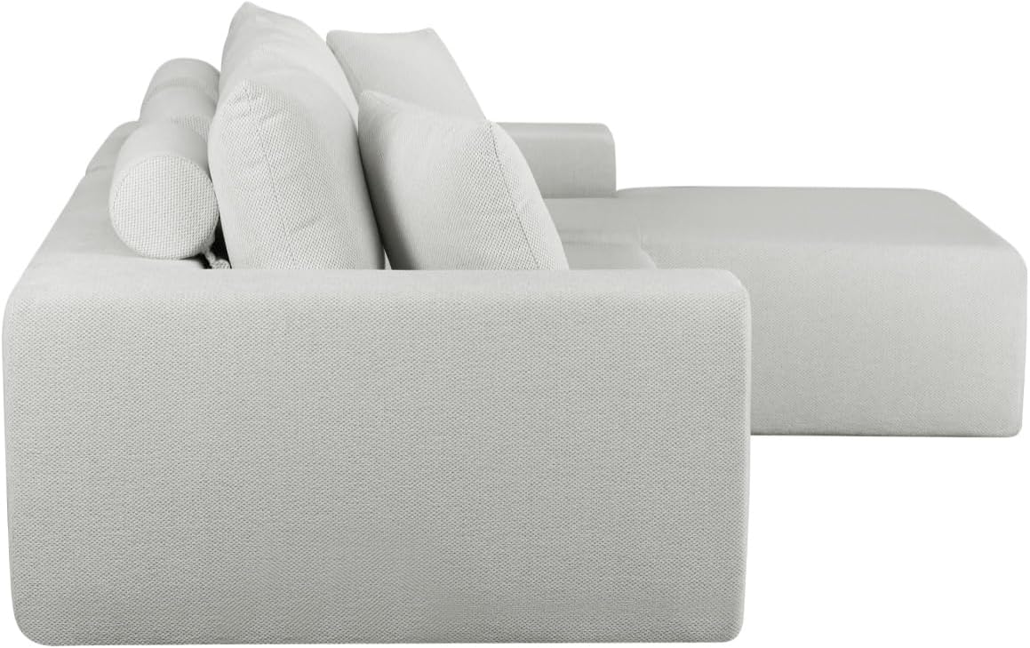 108" Cloud Sectional Couch, Modern Minimalist Modular Sofa with L-Shape Chaise and Deep Seat, Comfy Upholstered Sofa Couch for Living Room Bedroom, No Assembly Required (White, Right Facing) - Image 8