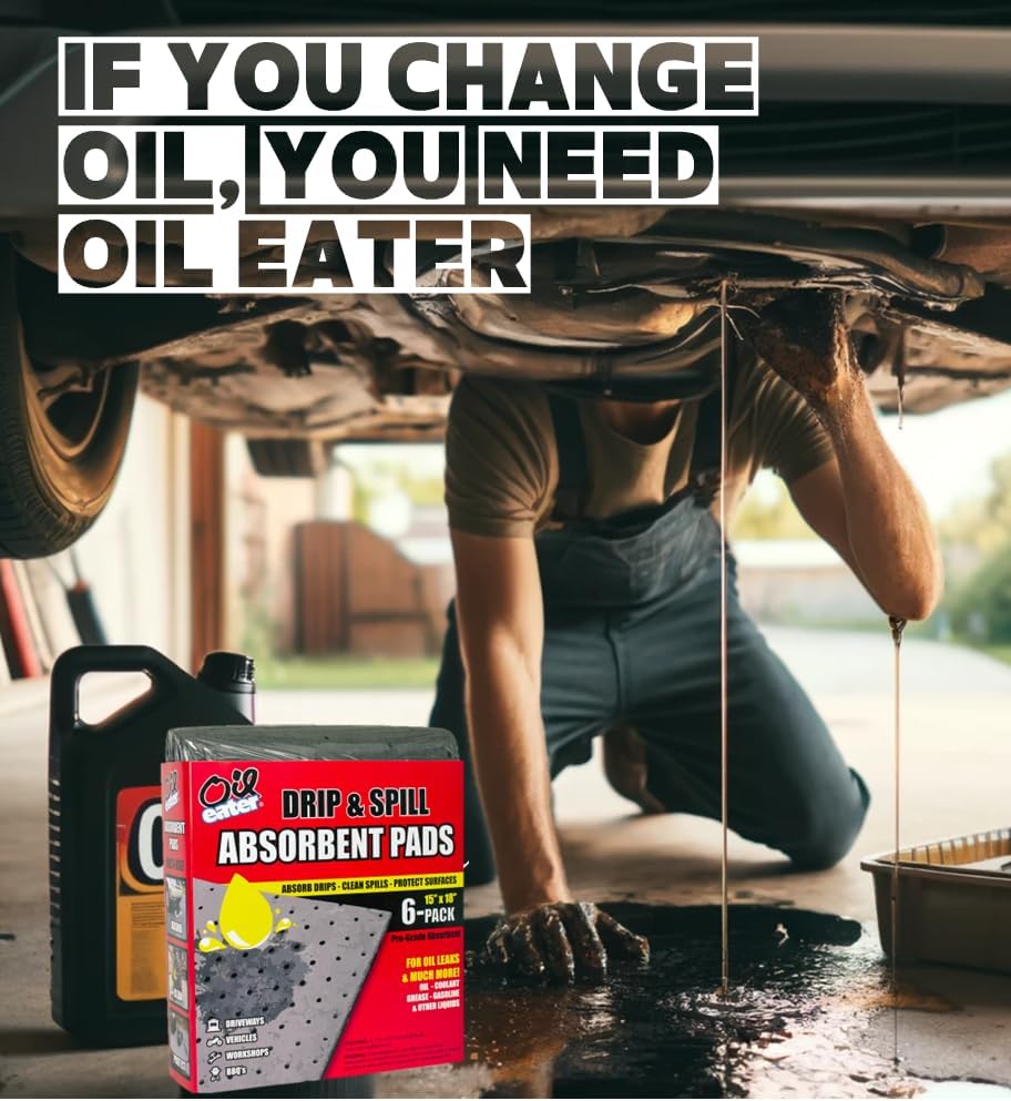 Oil Eater Drip & Spill Universal Pads - Absorbs Liquids | Soaks Oil, Grease, Coolant and Water-Based Fluids - Car, Truck, RV, Motorcycle and Tools - 6 Pack,Grey,15" x 18",AOA-BPL006-GREY - Image 6