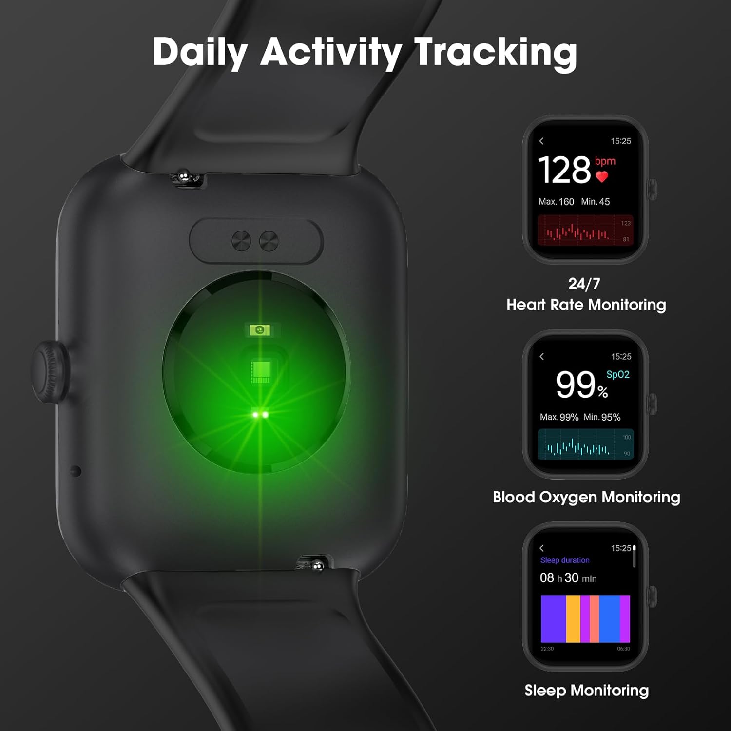 EURANS Smart Watch 45mm, AMOLED Fitness Watch with Heart Rate/Sleep Monitor Steps Calories Counter, IP68 Waterproof Activity Tracker Compatible with Android iOS - Image 3