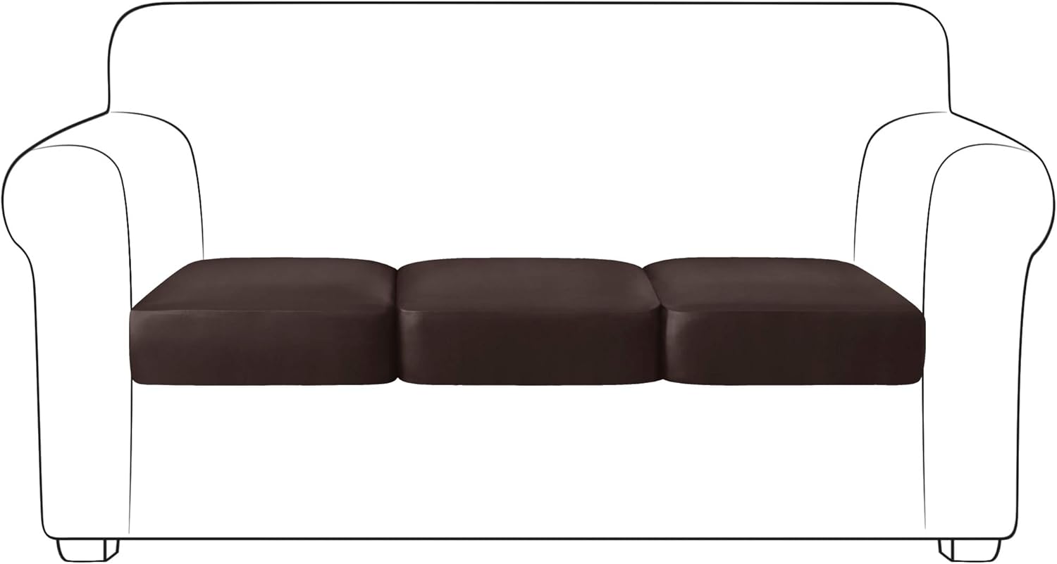 Yates Home PU Leather Couch Sofa Cushion Slipcover Water-Proof Elastic Chair RV Seat Covers Loveseat Sofa Furniture Protector Slip Cover for Settee Seater Replacement Living Room(3 Pieces, Chocolate) - Image 2