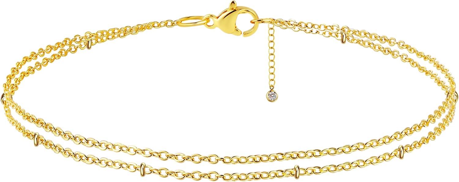 Tasiso Dainty Gold Bracelets for Women Cute Tiny Sideways Cross Bracelets Layered Pearls Herringbone Chain Toggle Clasp Bracelet Minimalist Handmade Jewelry Gift - Image 6