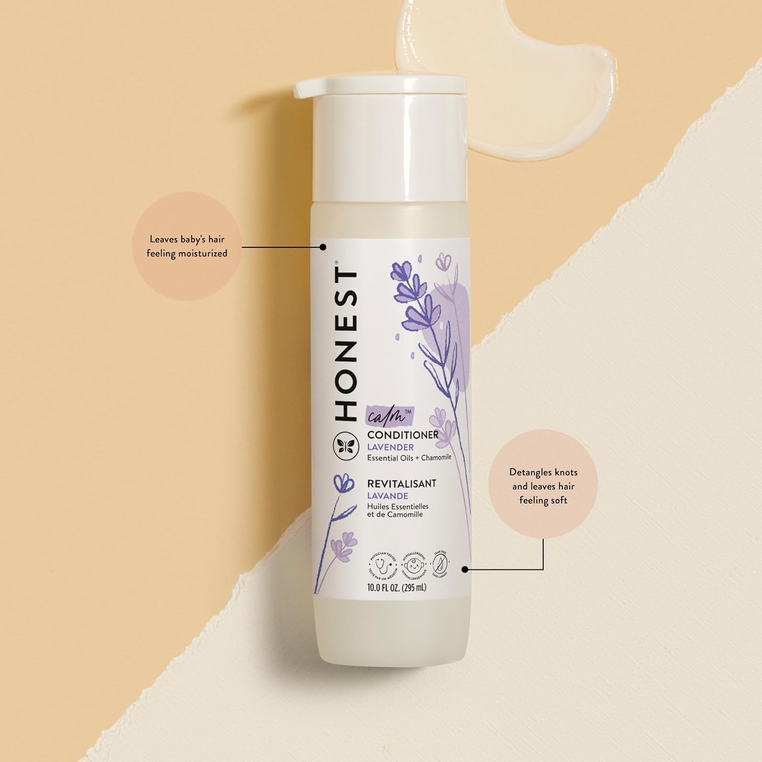 The Honest Company Silicone-Free Conditioner & 2-in-1 Cleansing Shampoo + Body Wash Duo | Gentle for Baby | Naturally Derived | Lavender Calm, 20 fl oz - Image 3
