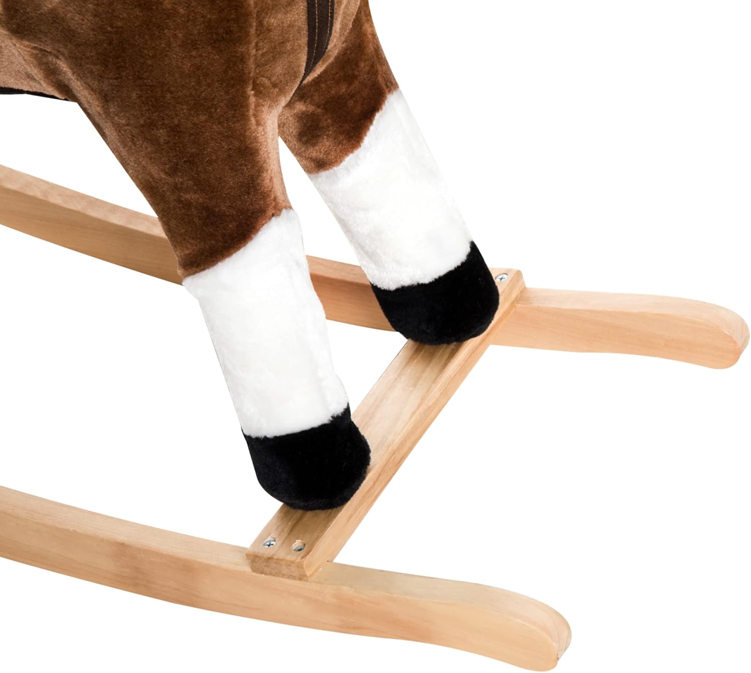 Qaba Kids Rocking Horse Plush Ride On Toy Toddler Rocker for Boys Girls Gifts with Realistic Sounds, Brown - Image 10