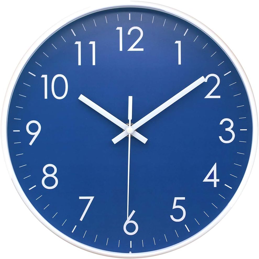 Wall Clock Battery Operated Indoor Non-Ticking Silent Quartz Quiet Sweep Movement Wall Clock for Office, Bathroom, Living Room Decorative 10 Inch Dark Blue - Image 2