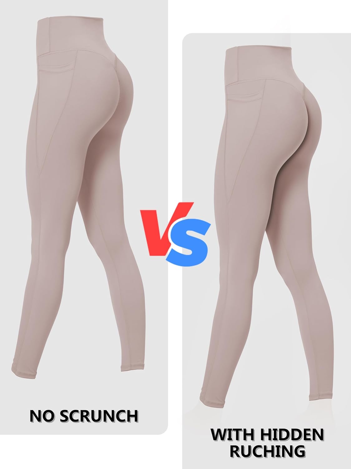 Sunzfly Invisible Butt Scrunch Workout Leggings with Pockets for Women, No Front Seam Gym Yoga Pants with Tummy Control - Image 4