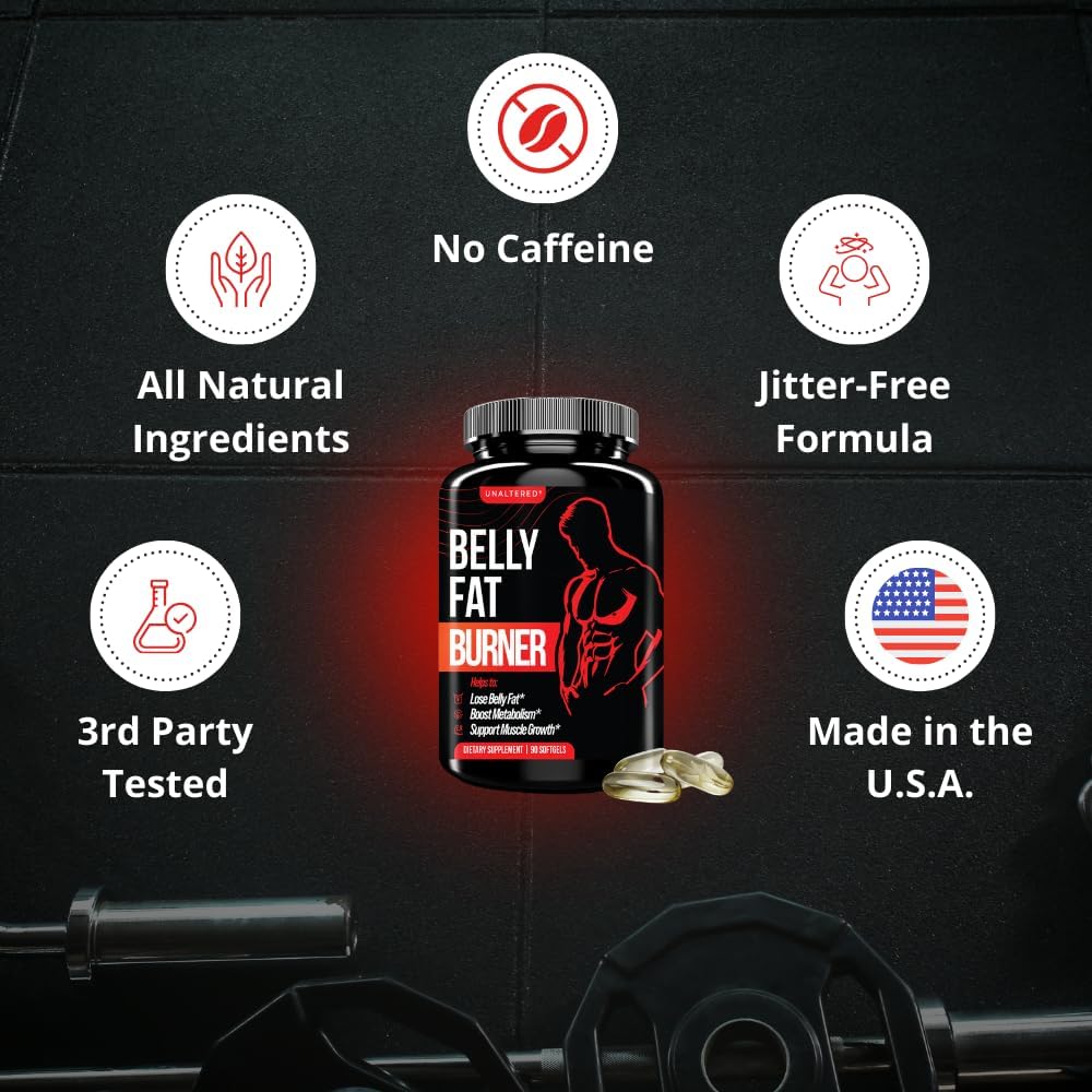 UNALTERED Belly Fat Burner for Men - Natural Weight Loss Pills to Support Reduced Body Fat, Preservation of Lean Muscle Mass, and a Healthy Metabolism - CLA Dietary Supplement - 90 Softgel Capsules - Image 5