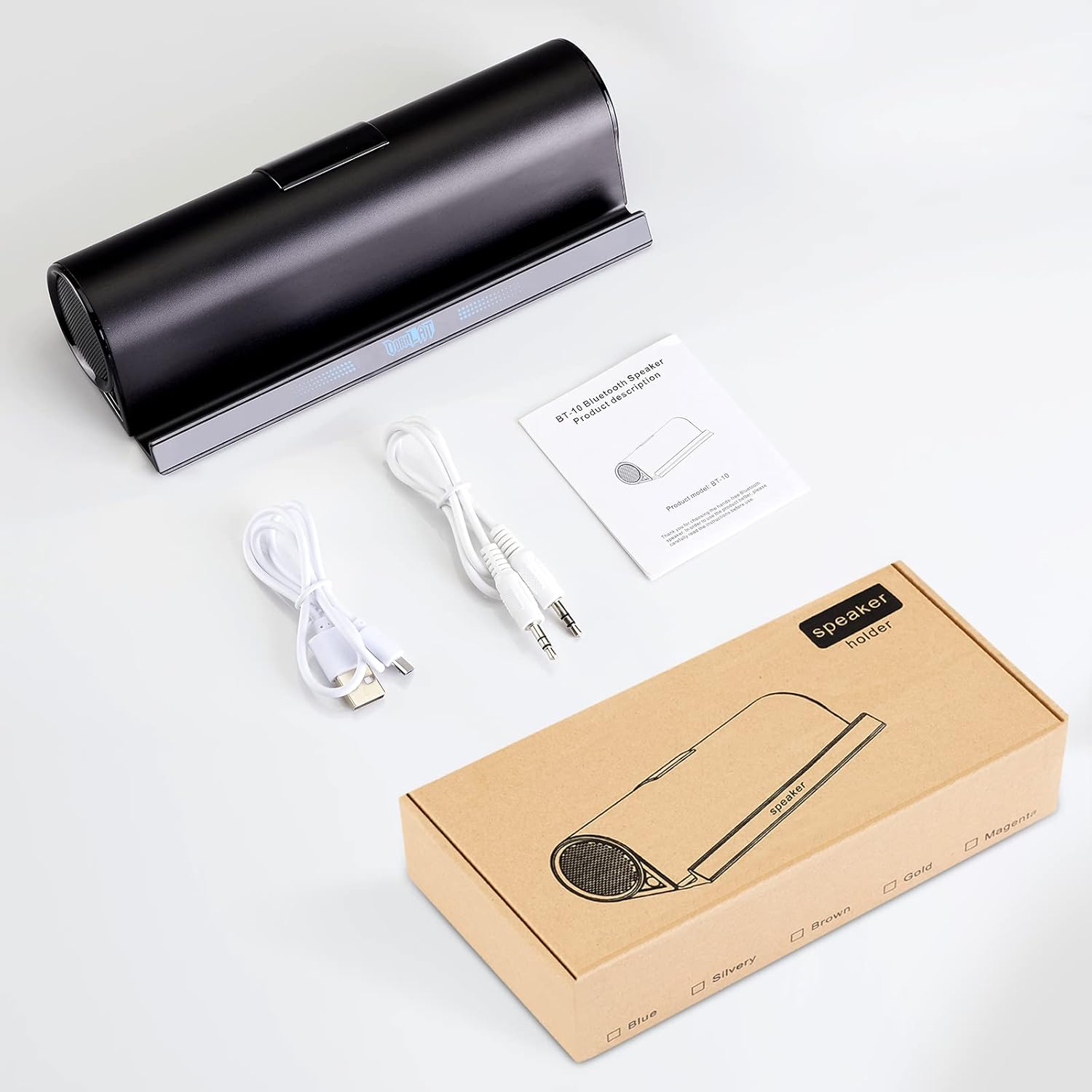 Wireless Bluetooth Speakers, Portable Phone Tablet Stand Holder Speaker, Dual Drivers Stereo Dock Speaker for iPad, Phone, Outdoor, Travel, Home Party (Black) - Image 11