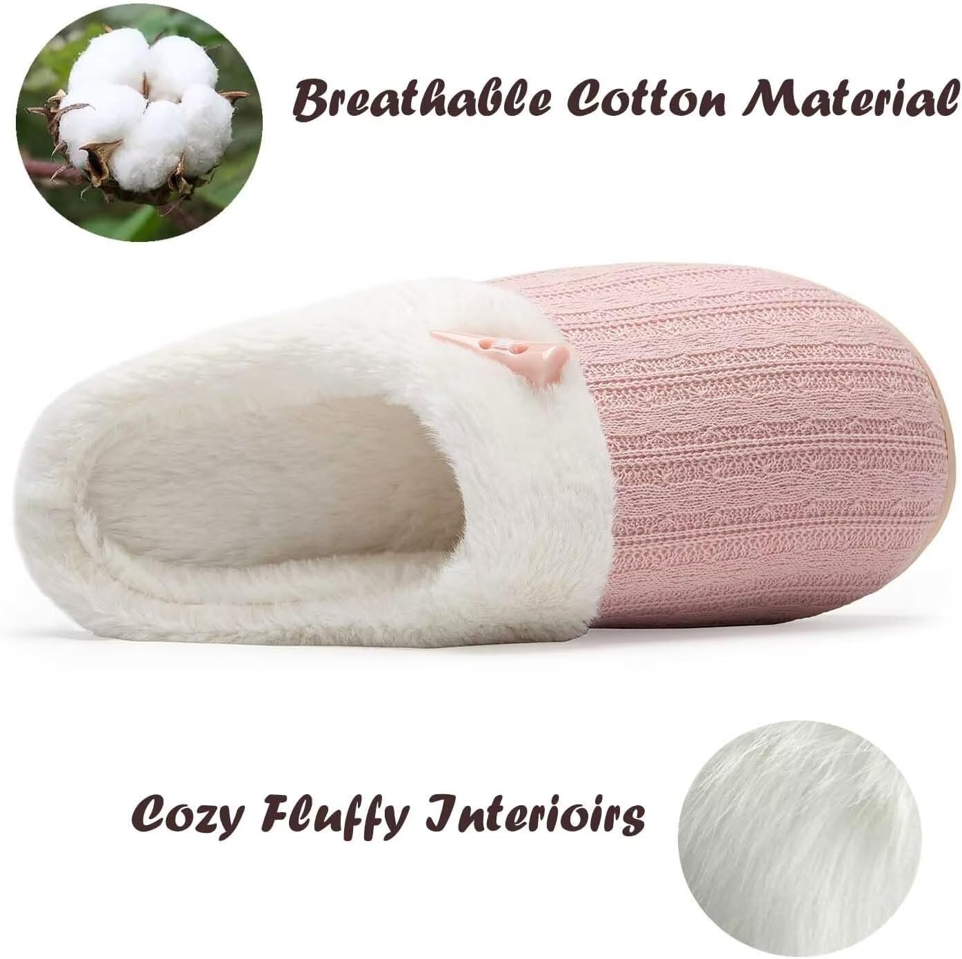 NineCiFun Women's Slip on Fuzzy House Slippers Memory Foam Slippers Scuff Outdoor Indoor Warm Plush Bedroom Shoes with Faux Fur Lining - Image 4