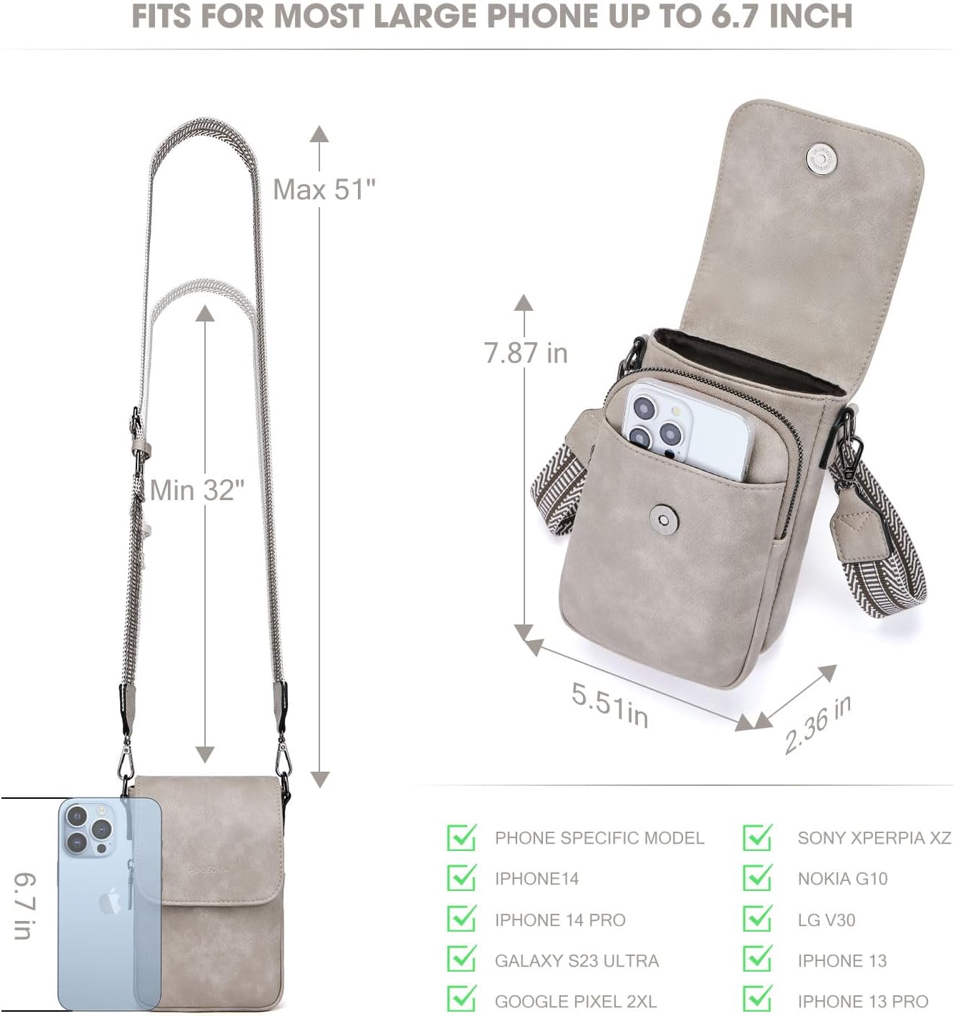 POIUGOYA Small Crossbody Bags for Women Trendy,Leather Triple Compartment Cell Phone Crossbody Wallet Purses with Card Slots - Image 7