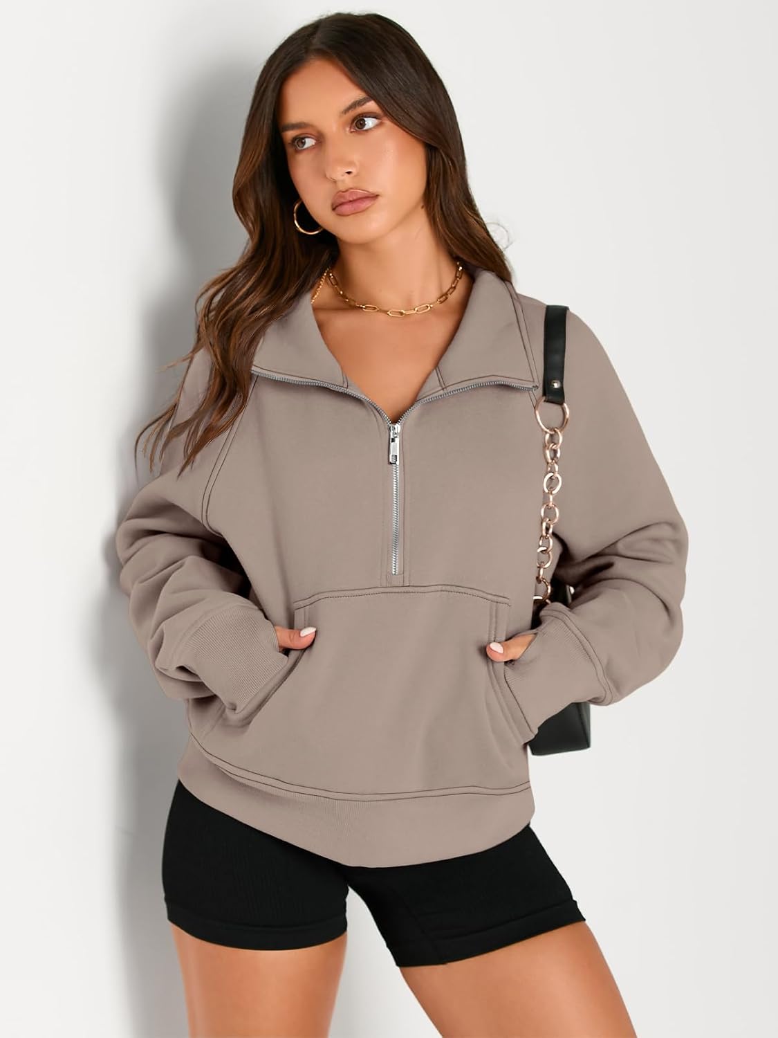 AUTOMET Womens Sweatshirts Half Zip Cropped Pullover Fleece Quarter Zipper Hoodies 2025 Fall Fashion Outfits Clothes - Image 4