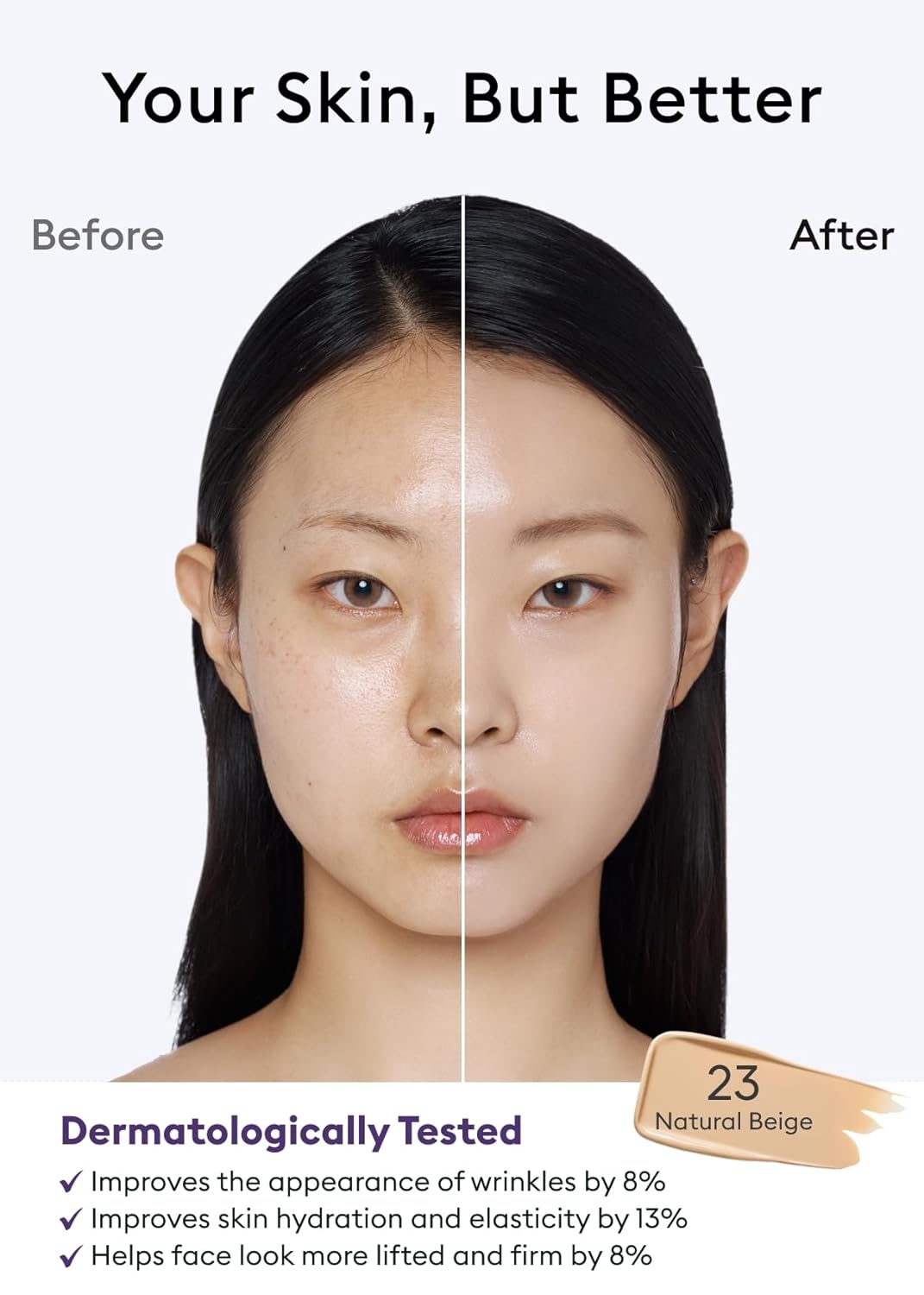 MISSHA M PERFECT COVER SERUM BB CREAM No.23 Natural Beige, Skin Care Foundation Makeup, Tinted Moisturizer, Superfood Complex, Buildable Coverage, Glass Skin, Paraben Free, 1.18 Fl oz - Image 5