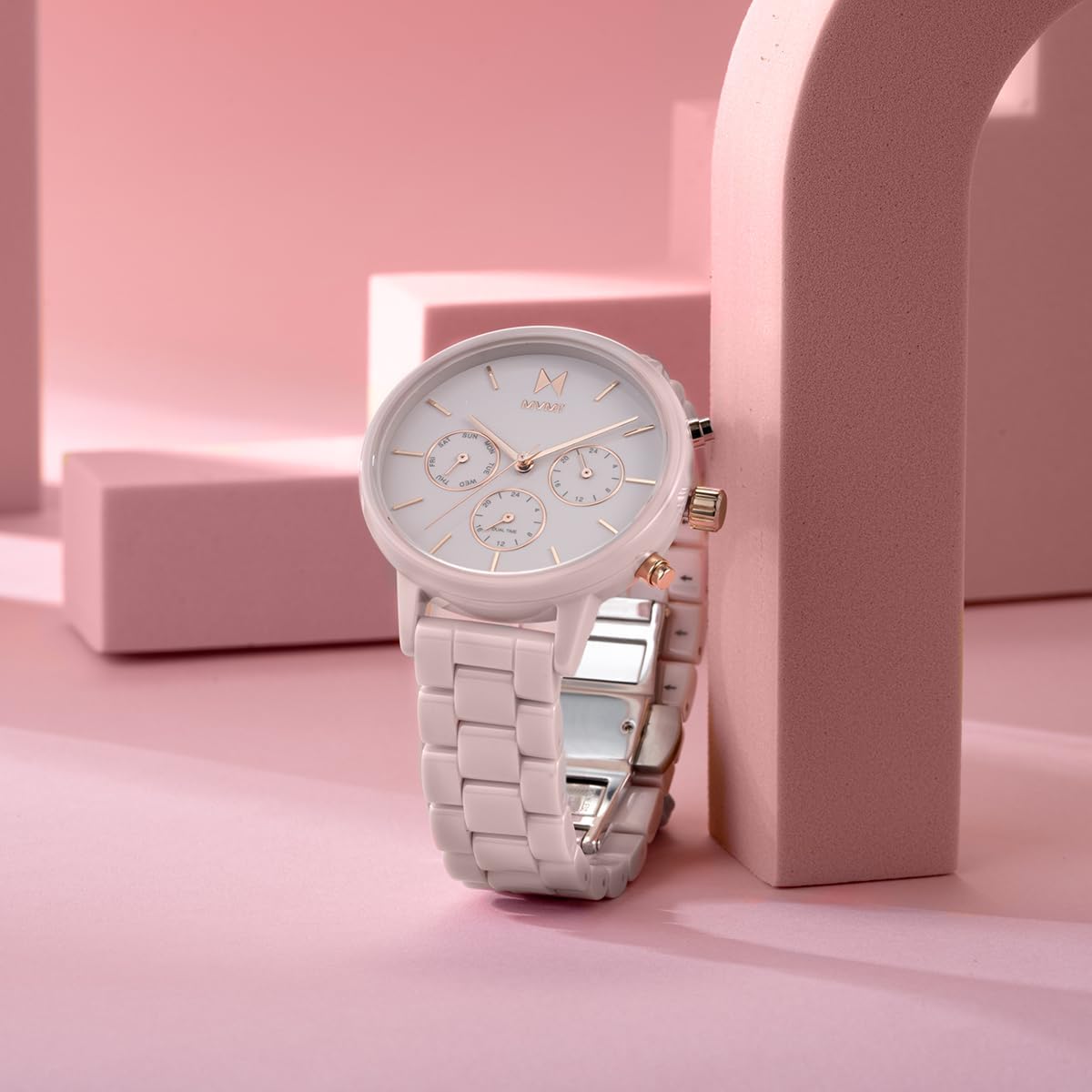 MVMT Nova - Dual Timezone Women’s Wristwatch - Minimalist Dress Watch for Women - 3 ATM/30 Meters Water-Resistant Timepiece - Stainless Steel Analog Women’s Watch with Interchangeable Bands - 38mm - Image 5