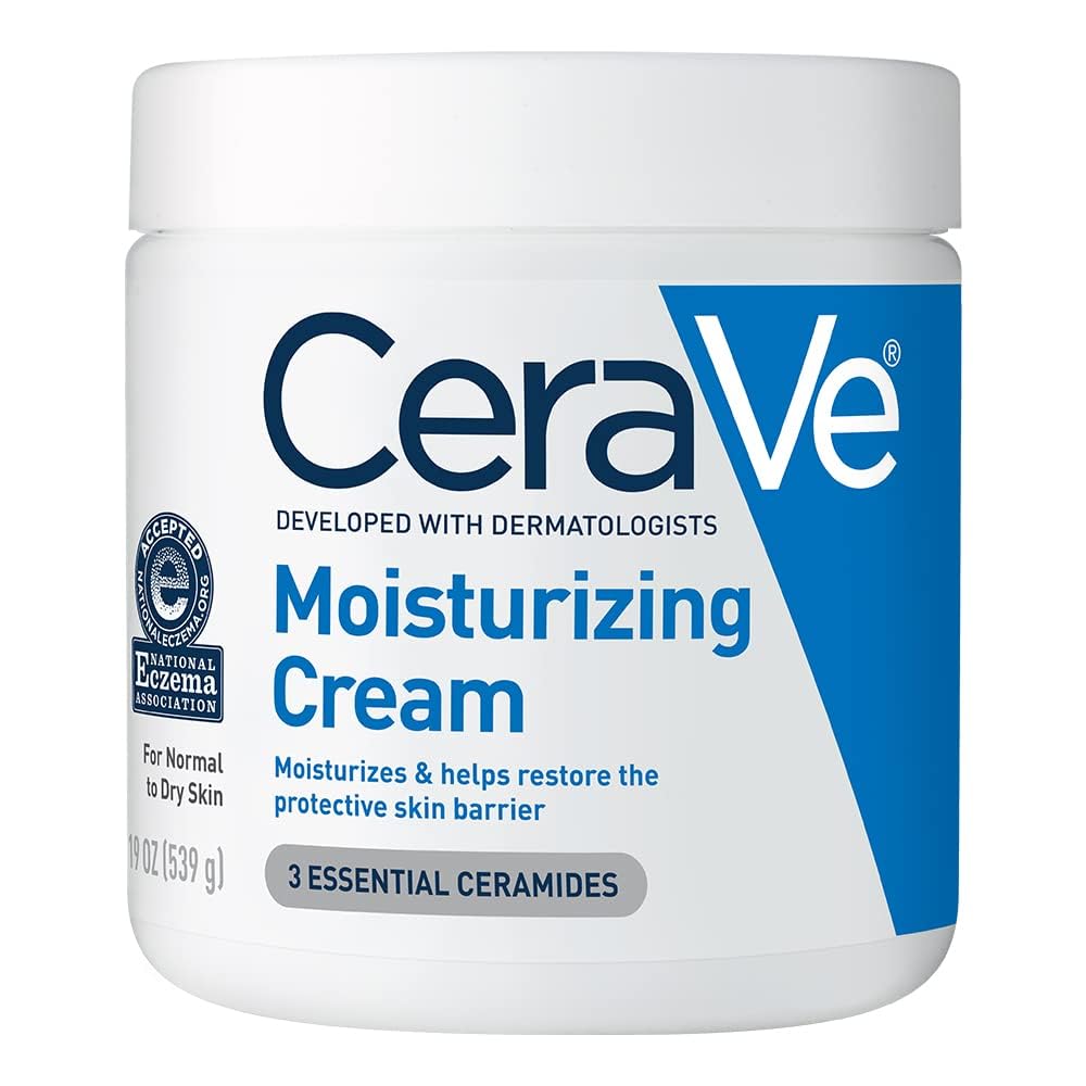 CeraVe Moisturizing Cream, Body and Face Moisturizer for Dry Skin, Body Cream with Hyaluronic Acid and Ceramides, Daily Moisturizer, Oil-Free, Fragrance Free, Non-Comedogenic, 19 Ounce - Image 2