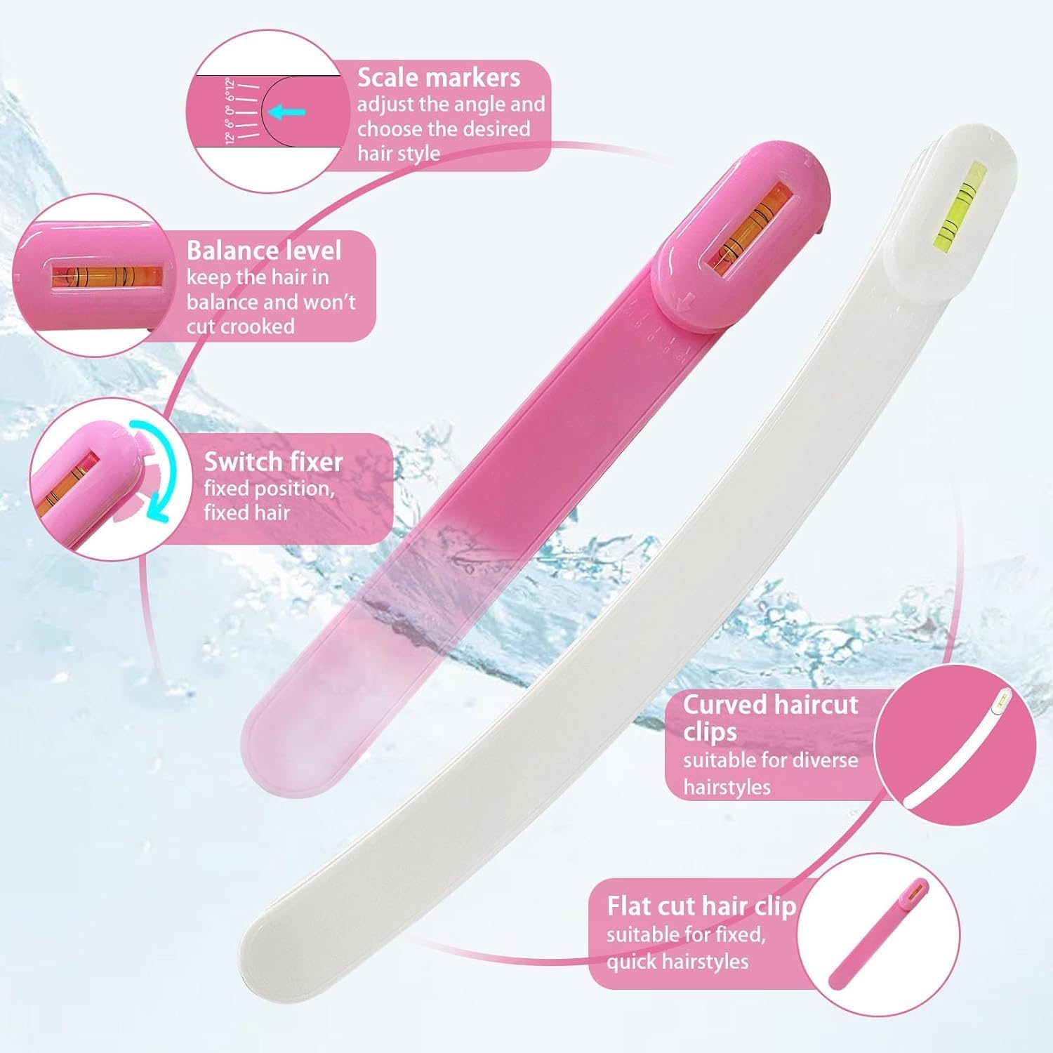 Professional Hair Cutting Kit for Women Gifts, Easy-to-Use Split Ends Hair Trimmer, DIY Home Hair Cutting Tools for Bangs, Layers, Bobs, Practical Hair Cutting Clip, Pink - Image 7
