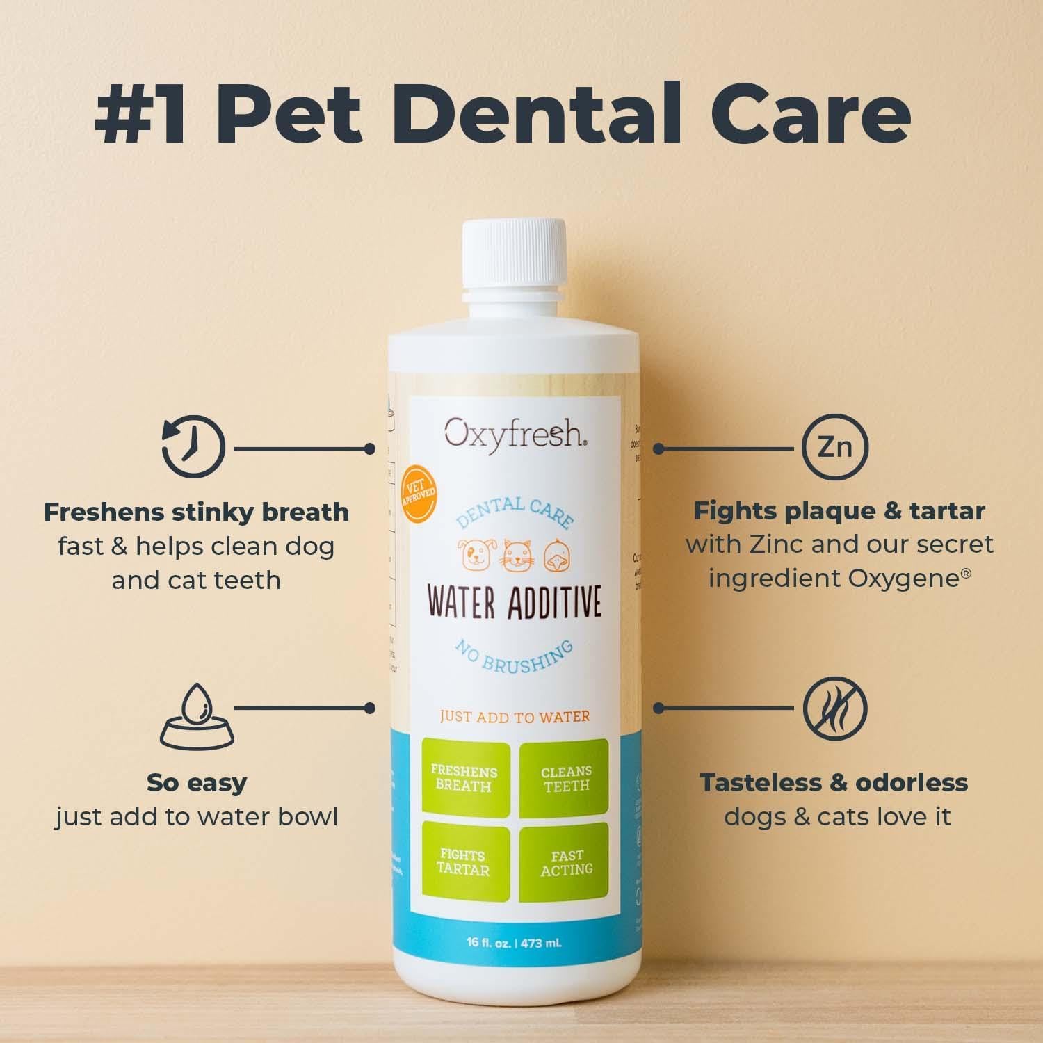 Oxyfresh Premium Pet Dental Care Solution Pet Water Additive: Best Way to Eliminate Bad Dog Breath and Cat Bad Breath - Fights Tartar & Plaque - So Easy, Just Add to Water! Vet Recommended 16 oz. - Image 3
