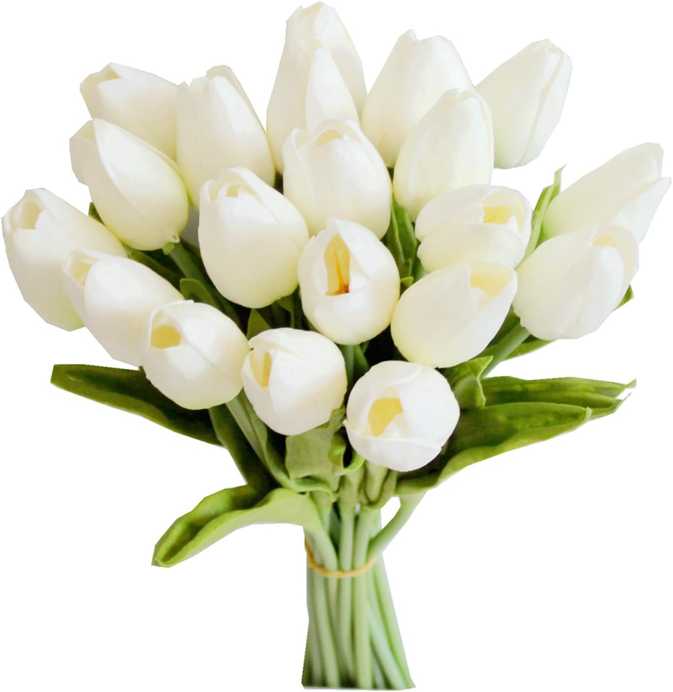 Mandy's 20pcs White Artificial Tulip Silk Fake Flowers 13.5" for Spring Mother's Day Easter Gifts in Bulk Home Kitchen Wedding Decorations - Image 2