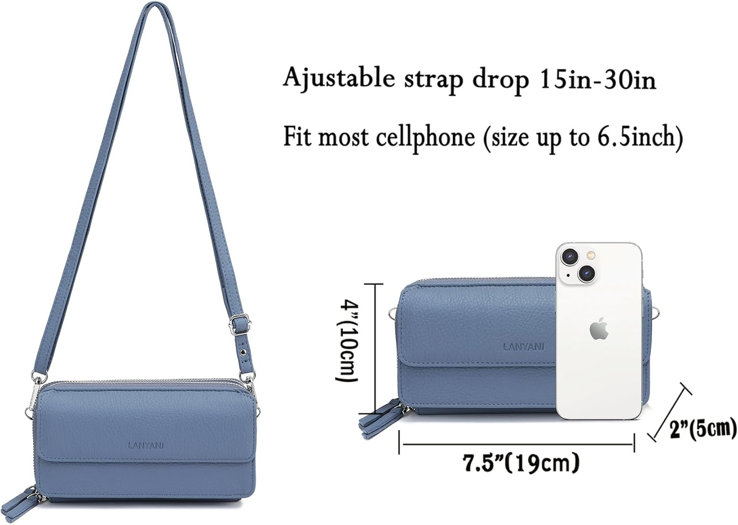 Lanyani RFID Crossbody Wallet Wristlet Purse with Phone Pocket For Women Vegan Leather - Image 5