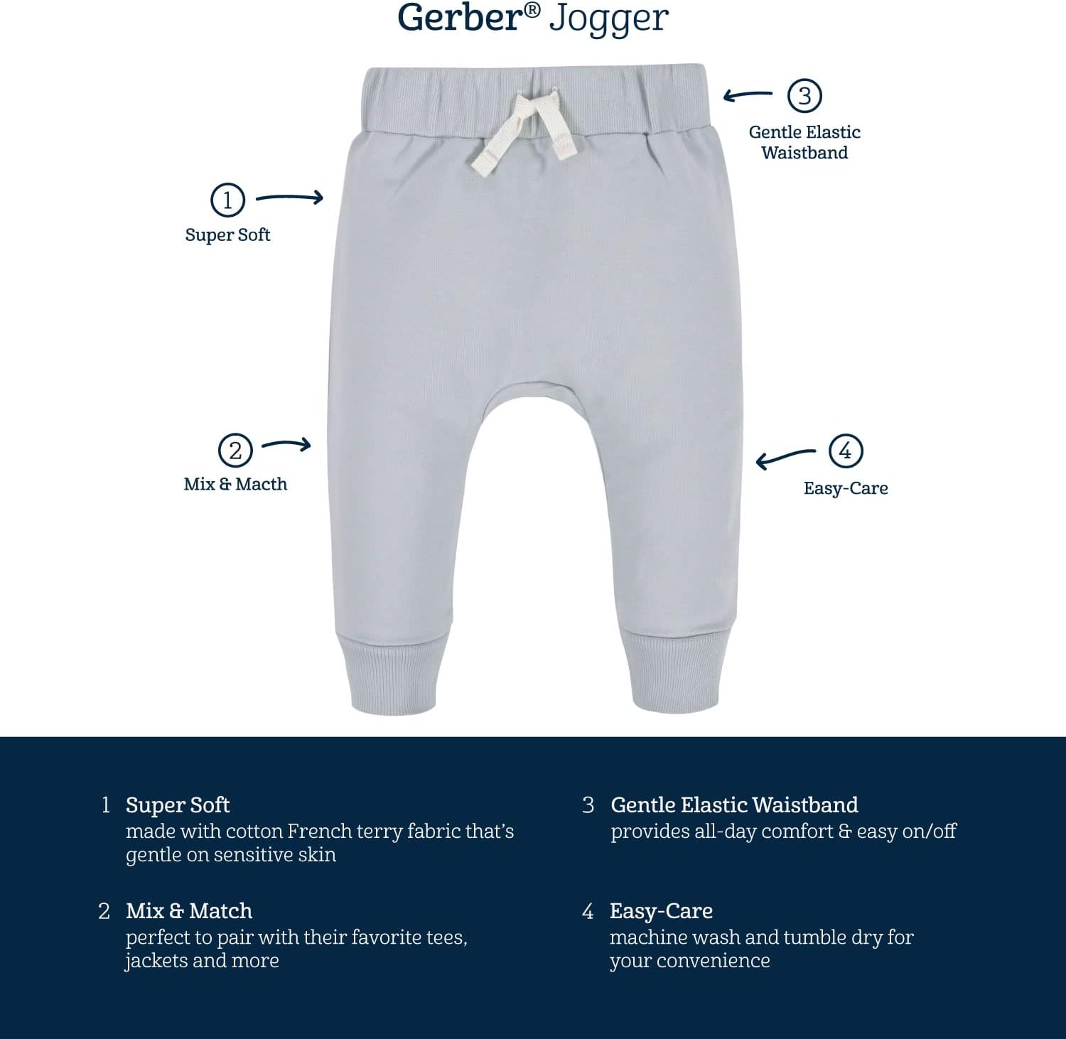 Gerber Baby Boys' Toddler 3-Pack Jogger Pants - Image 7