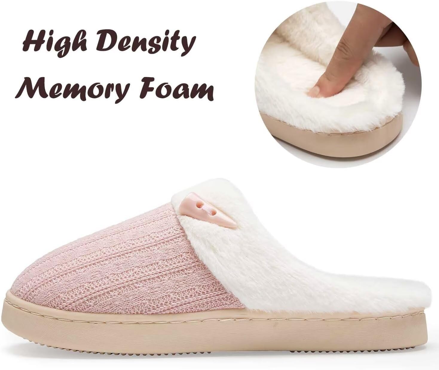 NineCiFun Women's Slip on Fuzzy House Slippers Memory Foam Slippers Scuff Outdoor Indoor Warm Plush Bedroom Shoes with Faux Fur Lining - Image 5