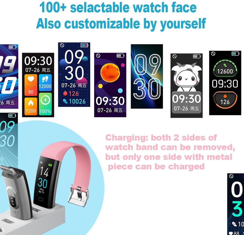 Fitness Tracker with Blood Pressure Heart Rate Oxygen Monitor, Activity Sleep & Temperature Smart Watch IP68 Waterproof Pedometer Step Counter for Kids Man Women S5 - Image 5