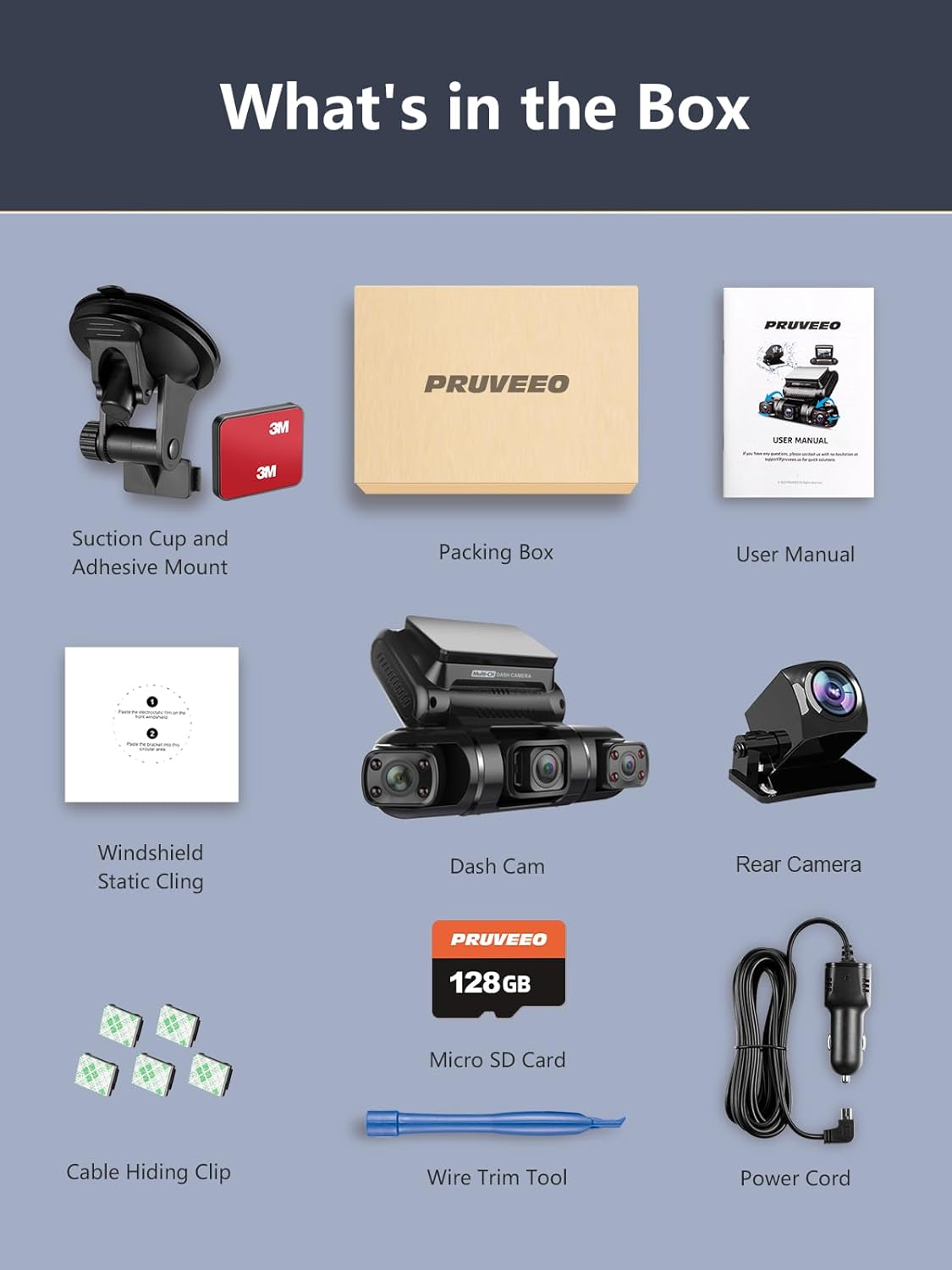 PRUVEEO 360 Degree View 4 Channel Dash Cam Front and Rear Inside Left Right, Dash Camera for Cars, Built-in GPS WiFi Night Vision, 24/7 Recording Parking Mode Monitor, Free 128G Card - Image 9