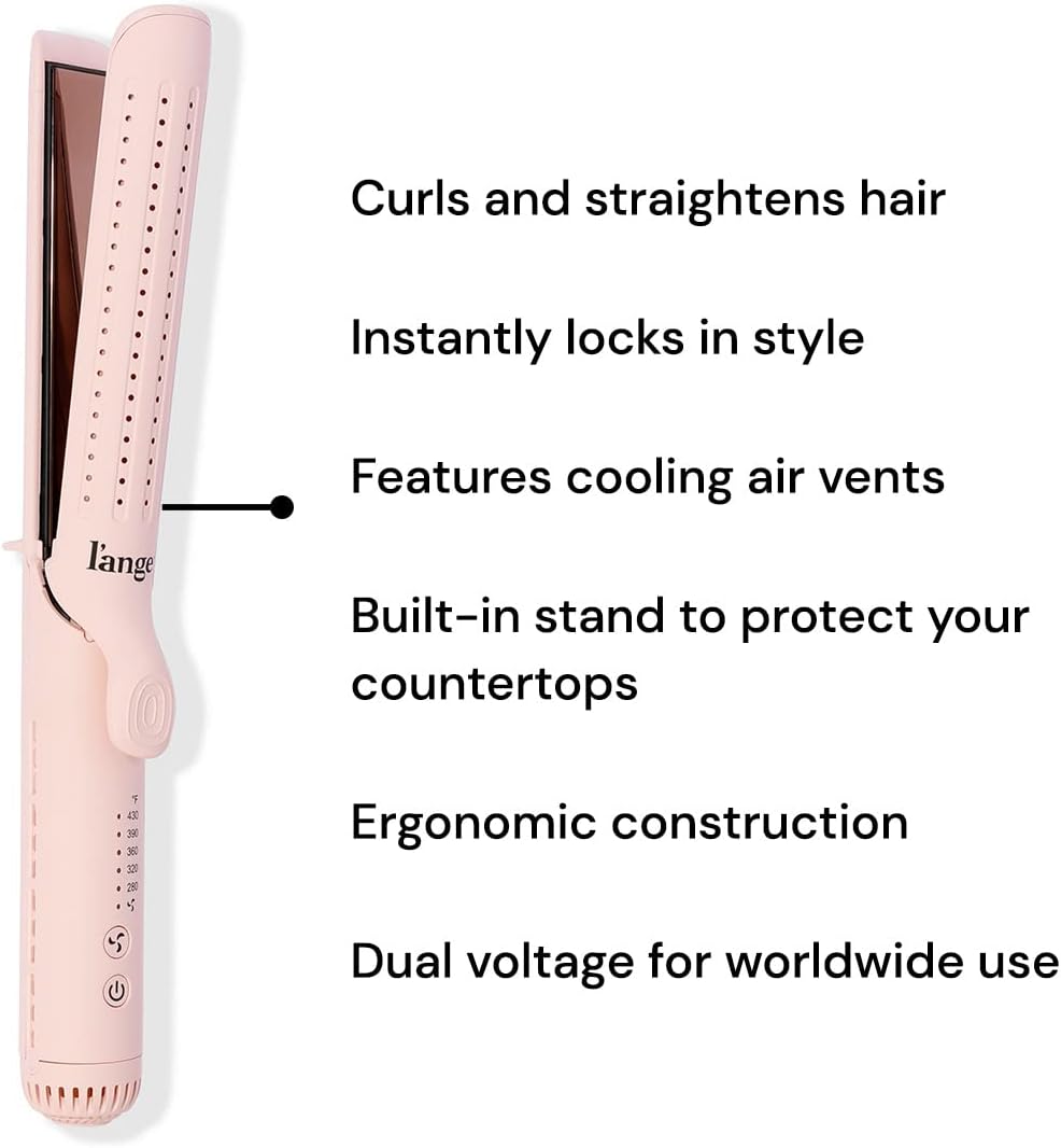 L'ANGE HAIR Le Duo Grande 360° Airflow Styler | 2-in-1 Curling Wand & Titanium Flat Iron Professional Hair Straightener and Curler with Cooling Air Vents to Lock in Style | Adjustable Temp (Blush) - Image 9