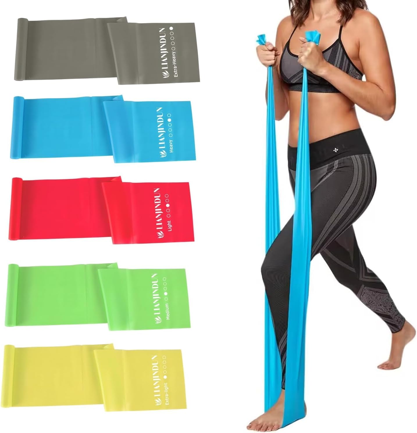 5 Pcs Professional Resistance Bands. Latex-Free, Elastic Band, Work Out Bands, Stretch Bands for Working Out Women or Men, Exercise Bands Set for Physical Therapy, Yoga, Pilates - Image 2