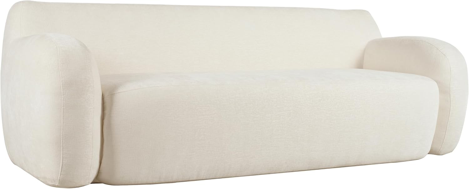 81.5'' Minimalist Curved Upholstered Sofa, Modern 3-Seat Modular Casual Sofa, Polyester Upholstered Couch for Living Room, Bedroom and Apartments (Beige-188J) - Image 5