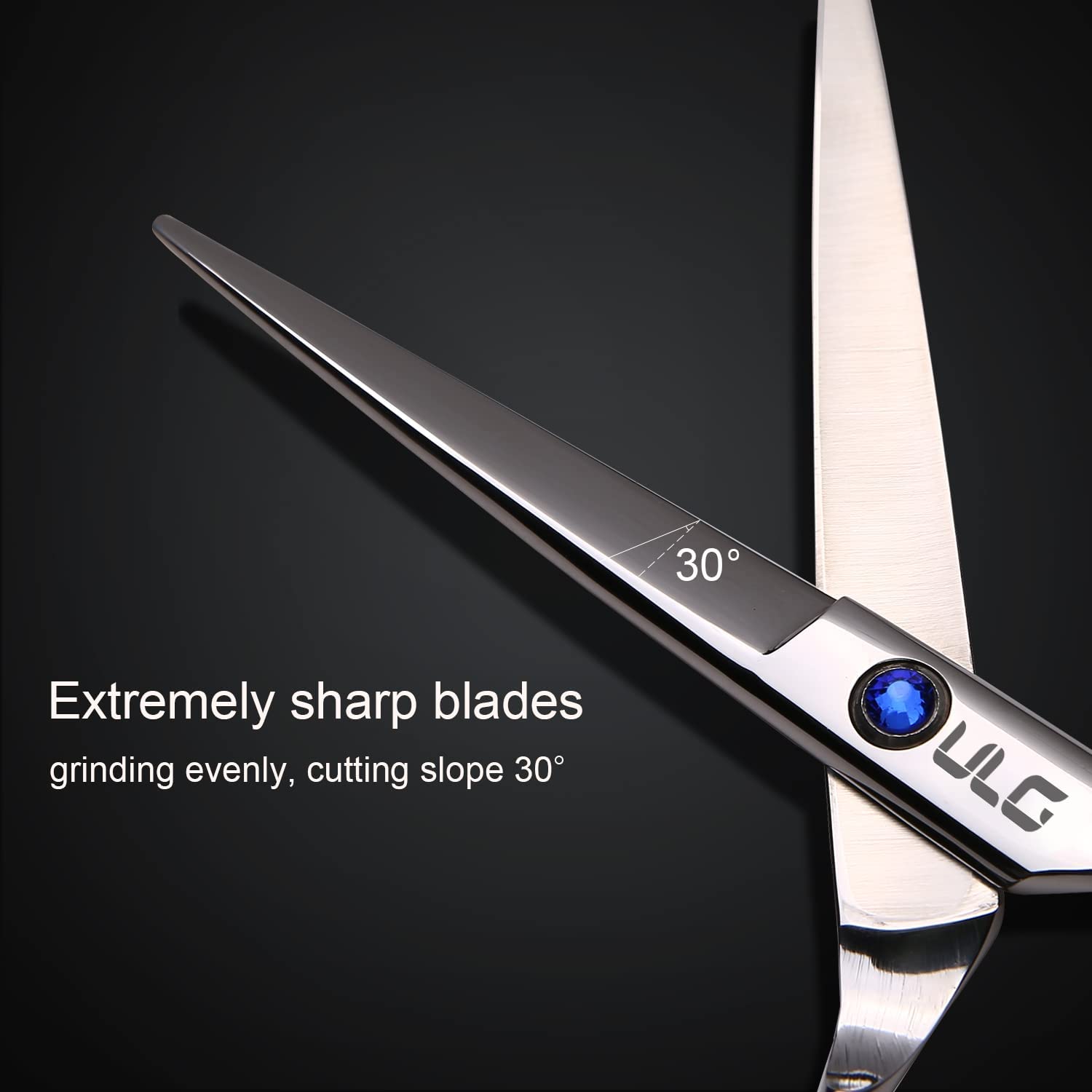Hair Cutting Scissors, ULG Professional Hair Scissors 6.5 inch Right-Hand Razor Edge Barber Shears Salon Hair Cutting Shears Made of Japanese Stainless Steel, Hand Sharpened Blue - Image 6