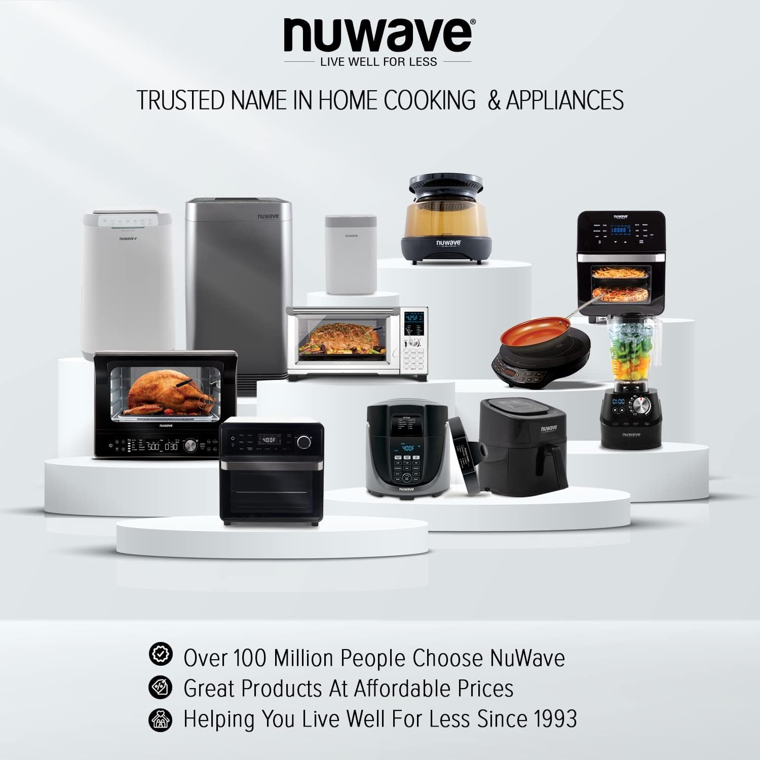 Nuwave Double Induction Cooktop, Powerful 1800W, 2 Large 8” Heating Coils, Independent Controls, 94 Temp Settings from 100°F to 575°F in 5°F Increments, 2 x 11.5” Shatter-Proof Ceramic Glass Surface - Image 7