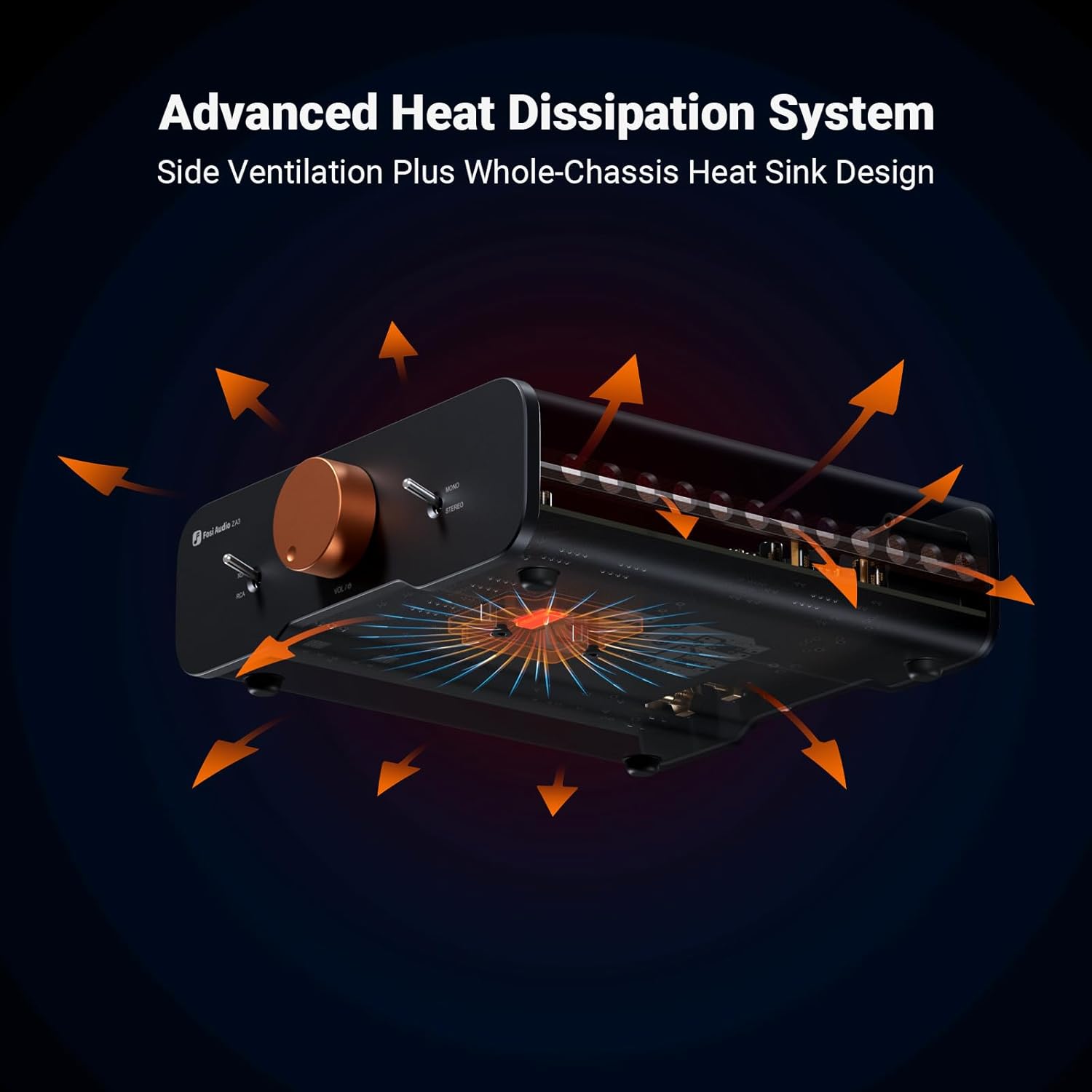 Fosi Audio ZA3 Balanced Stereo Amplifier Home Audio Component Mini 2 Channel Mono Amp TPA3255 for Subwoofer Desktop Home Theater Bookshelf Tower Floorstanding Passive Speakers with 48V Power Supply - Image 7