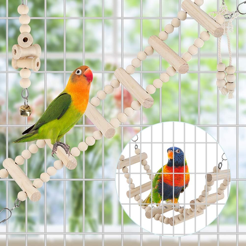 Bird Parrot Swing Toys, Chewing Standing Hanging Perch Hammock Climbing Ladder Bird Cage Toys for Budgerigar, Parakeet, Conure, Cockatiel, Mynah, Love Birds, Finches and Other Small to Medium Birds - Image 5