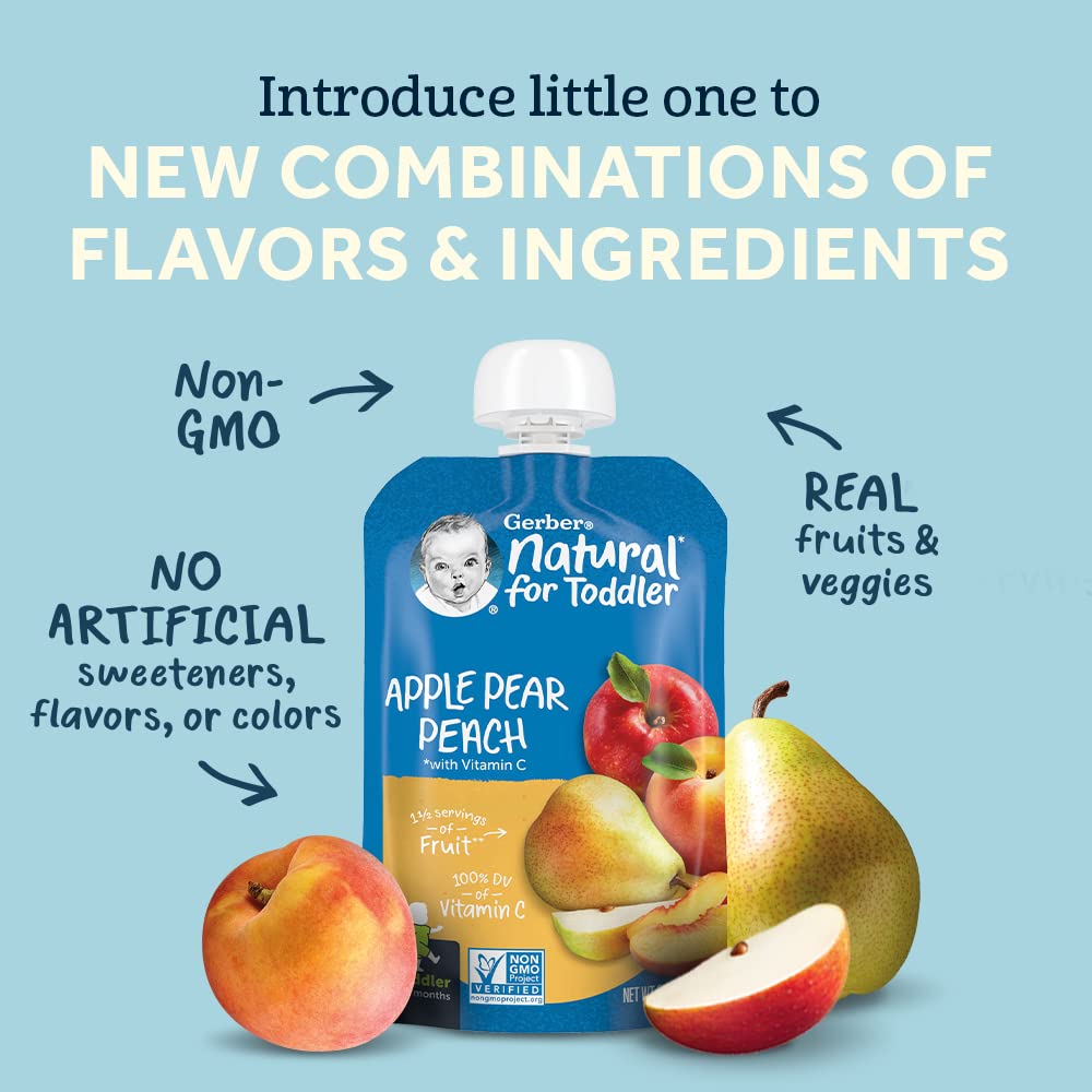 Gerber Baby Food Pouches, Toddler 12+ Months, Assorted Fruit Variety Pack, 3.5 Ounce (Set of 18) - Image 4